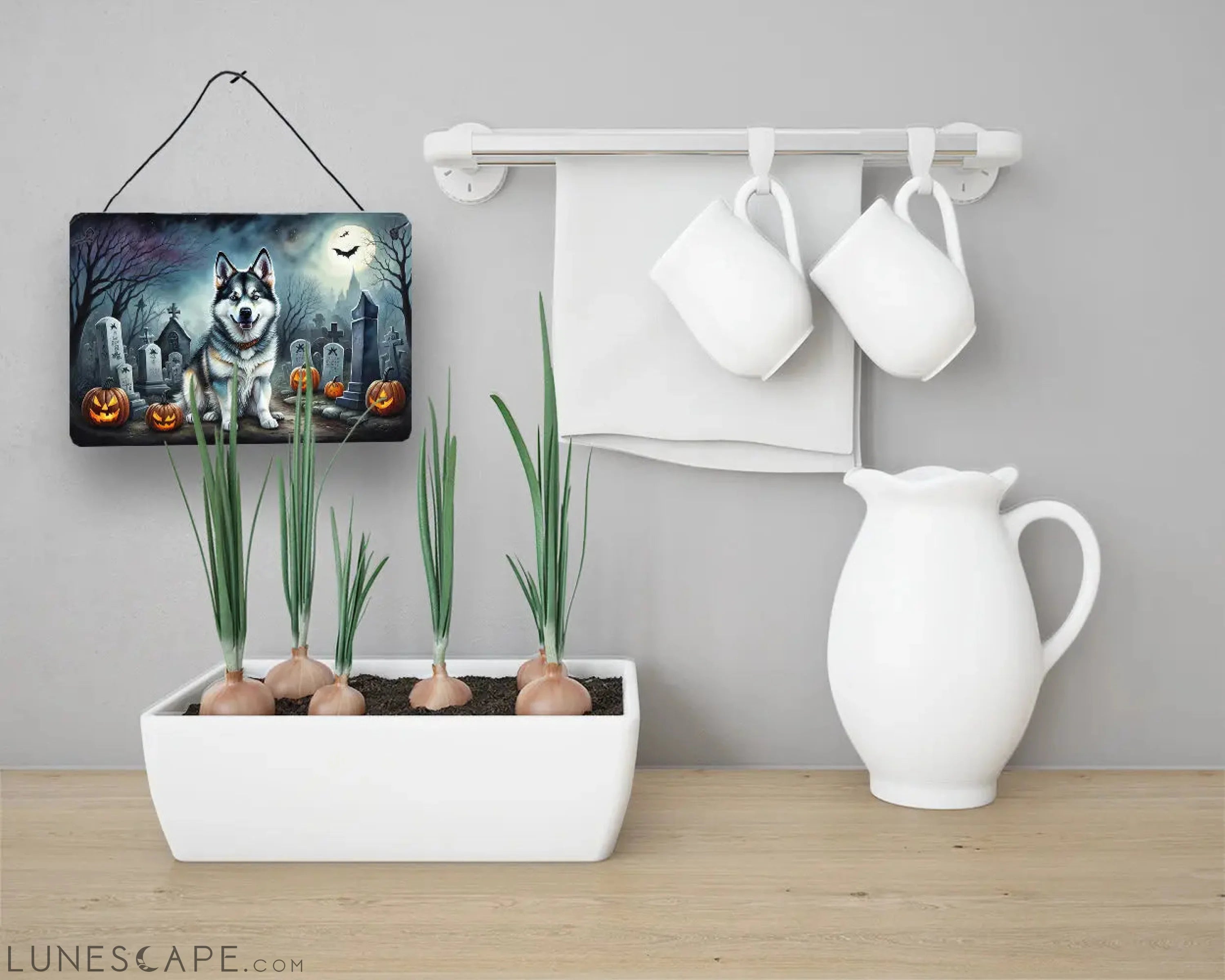 Alaskan Malamute Spooky Halloween Wall or Door Hanging Prints LUNESCAPE
