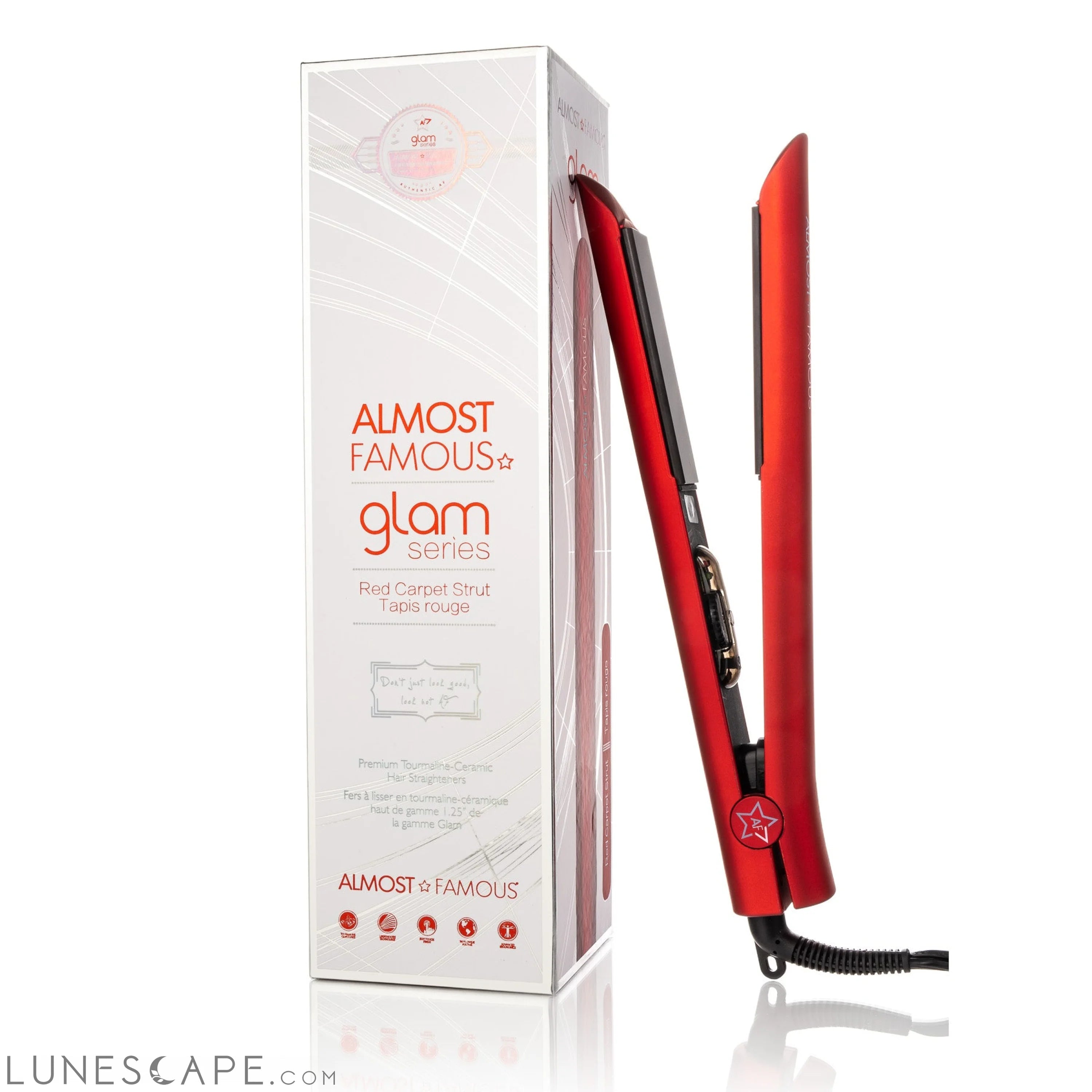 Almost Famous 1.25" Glam Series Flat Iron with Luxe Gem Infused Plates LUNESCAPE