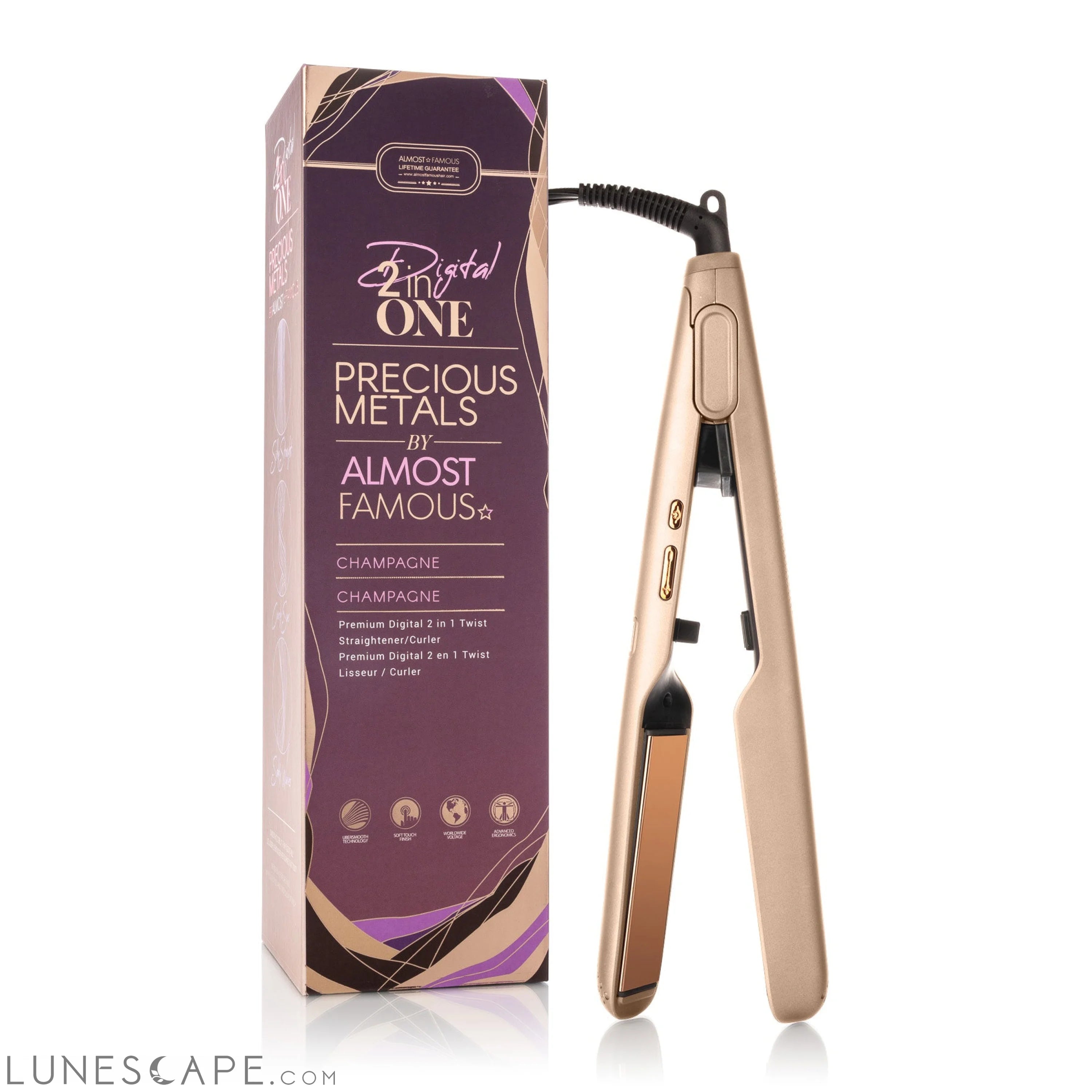 Almost Famous Digital 2inONE Twist Flat Iron with RG Titanium Plates LUNESCAPE