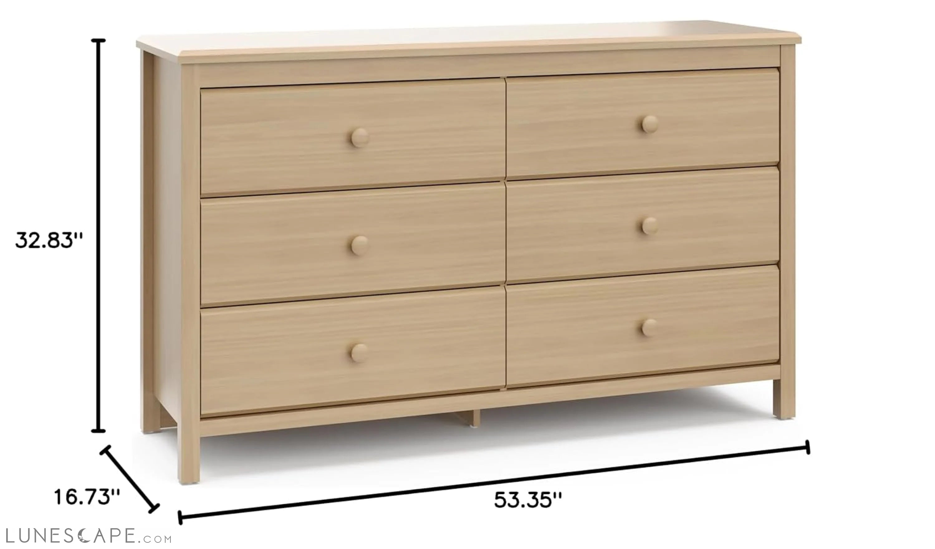 Alpine 6 Drawer Double Dresser (Driftwood) – GREENGUARD Gold LUNESCAPE