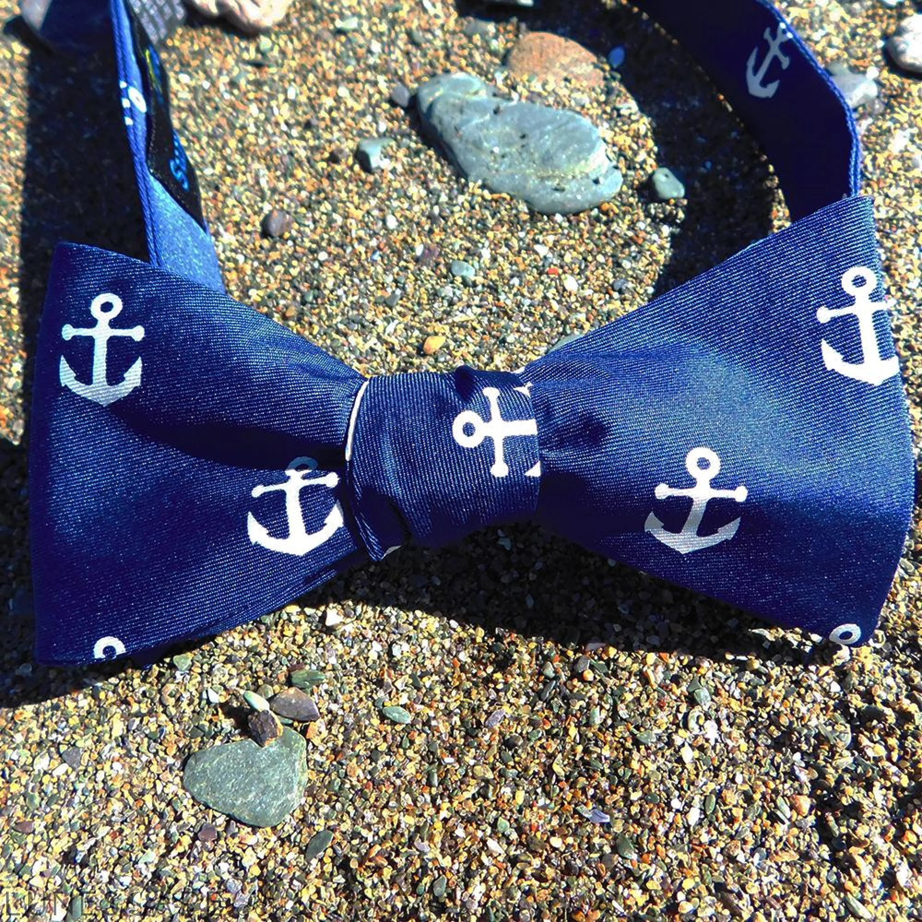 Anchor Bow Tie - Navy, Printed Silk LUNESCAPE