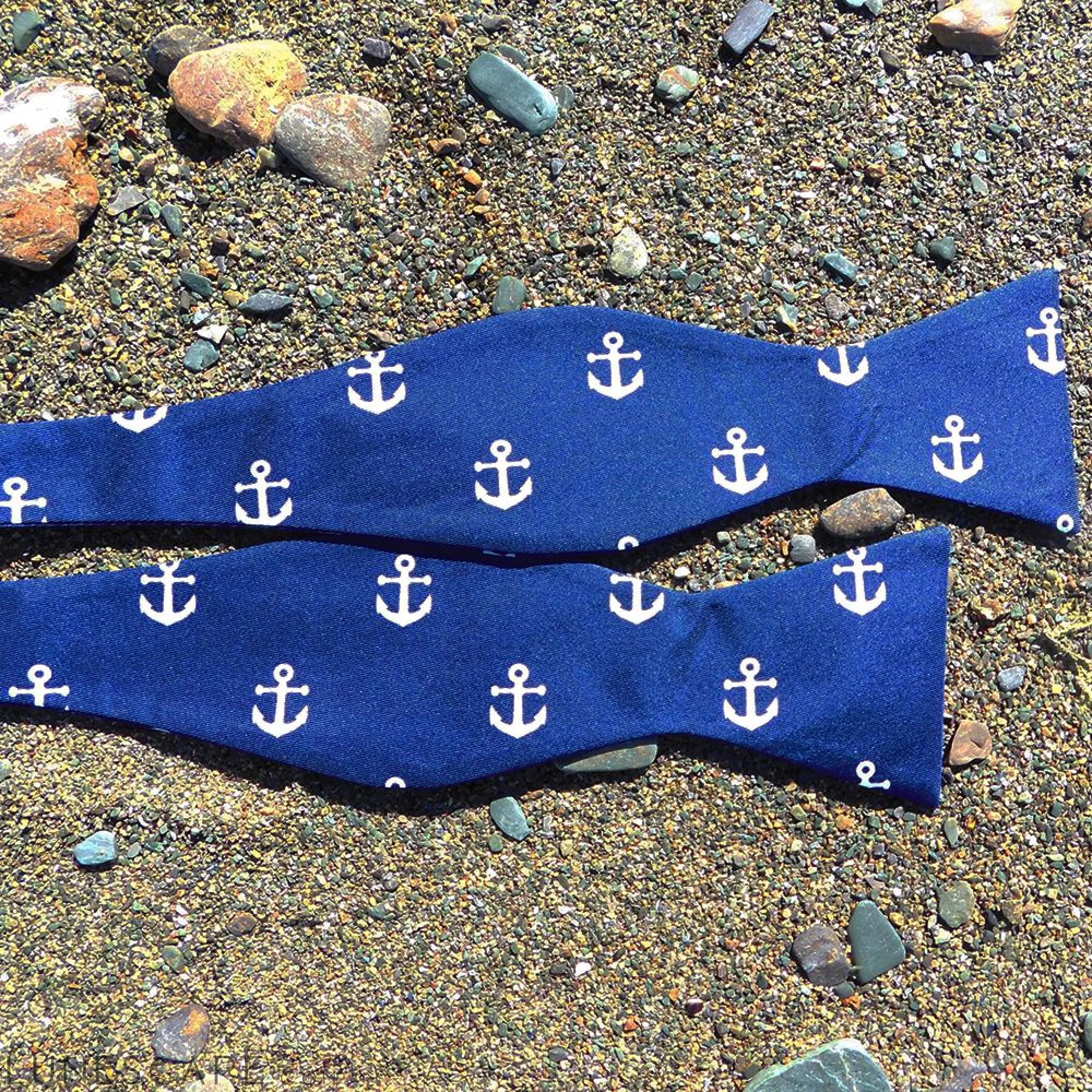 Anchor Bow Tie - Navy, Printed Silk LUNESCAPE