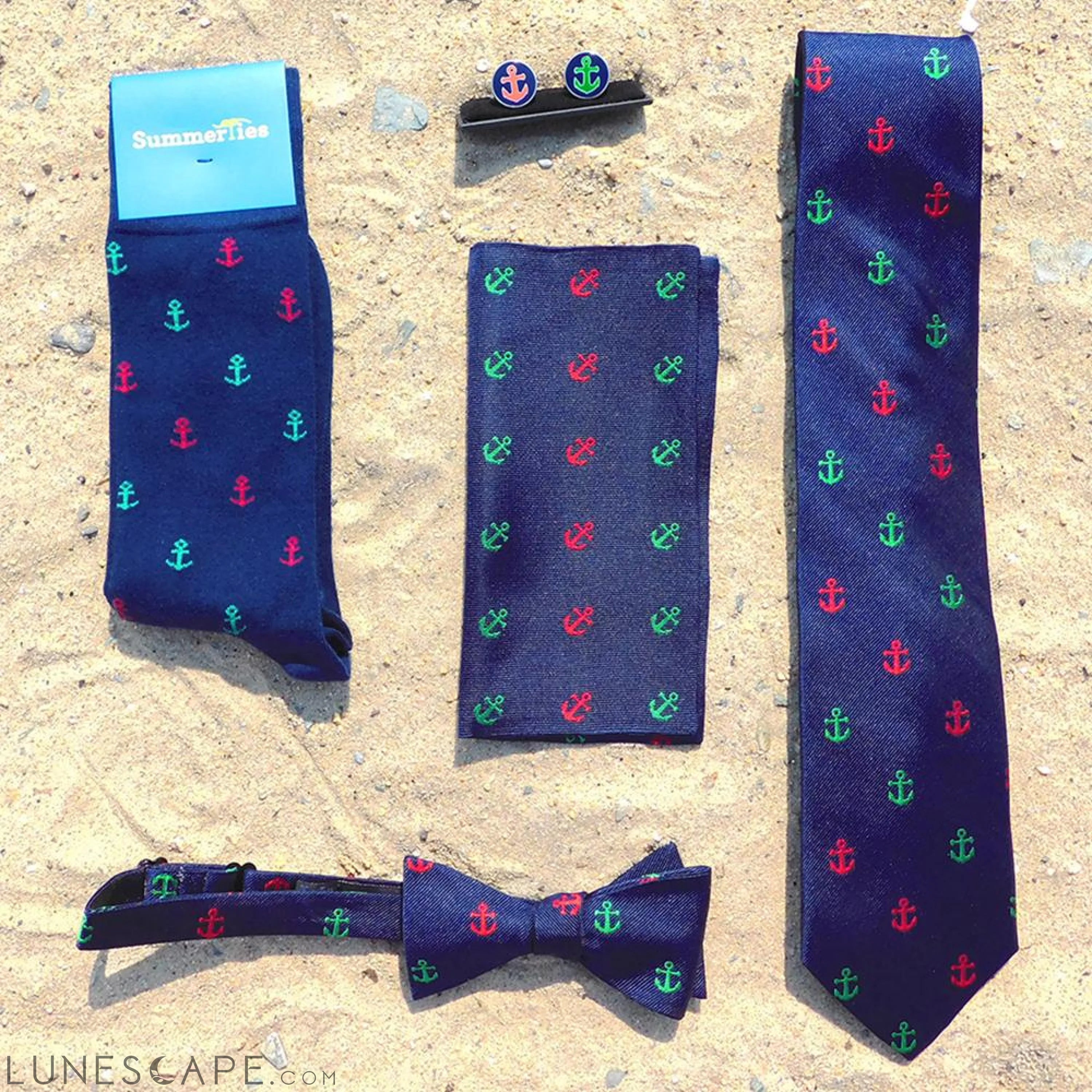Anchor Bow Tie - Port & Starboard, Woven Silk LUNESCAPE
