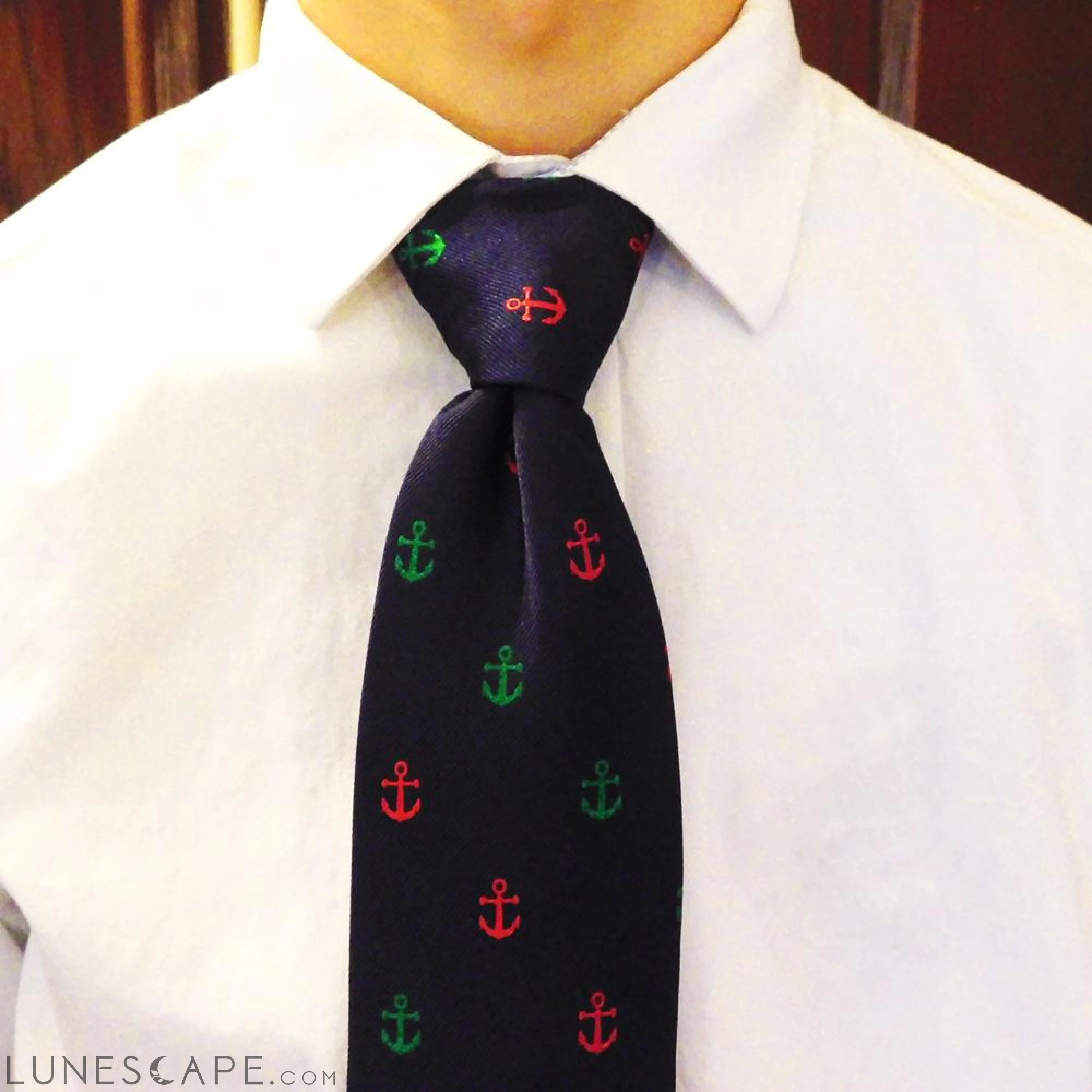 Anchor Necktie - Port & Starboard, Woven Silk LUNESCAPE
