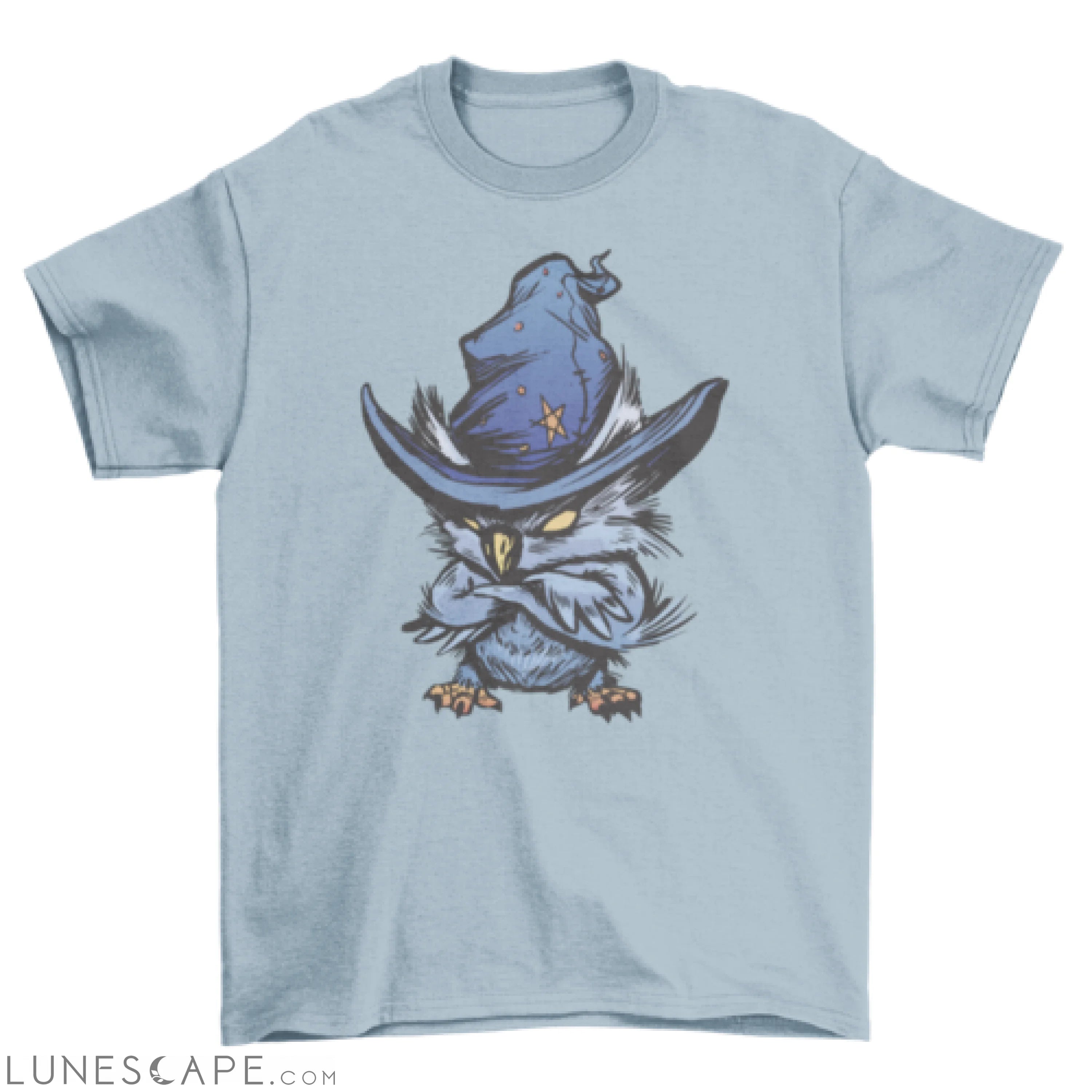 Angry owl with witch hat t-shirt LUNESCAPE