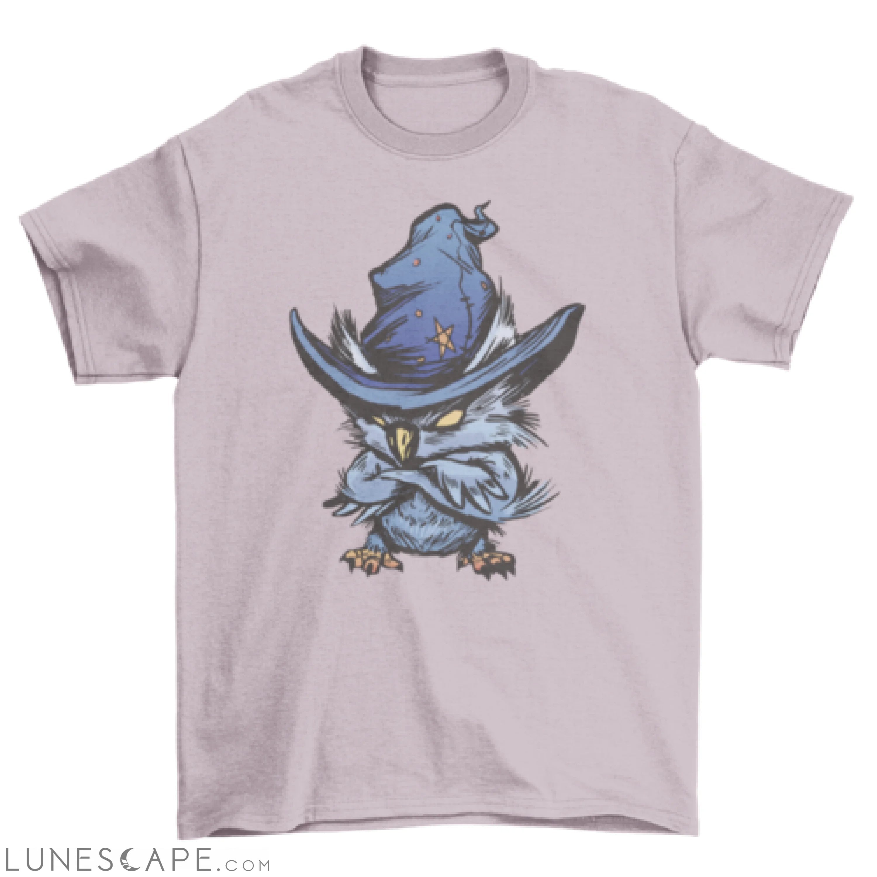 Angry owl with witch hat t-shirt LUNESCAPE