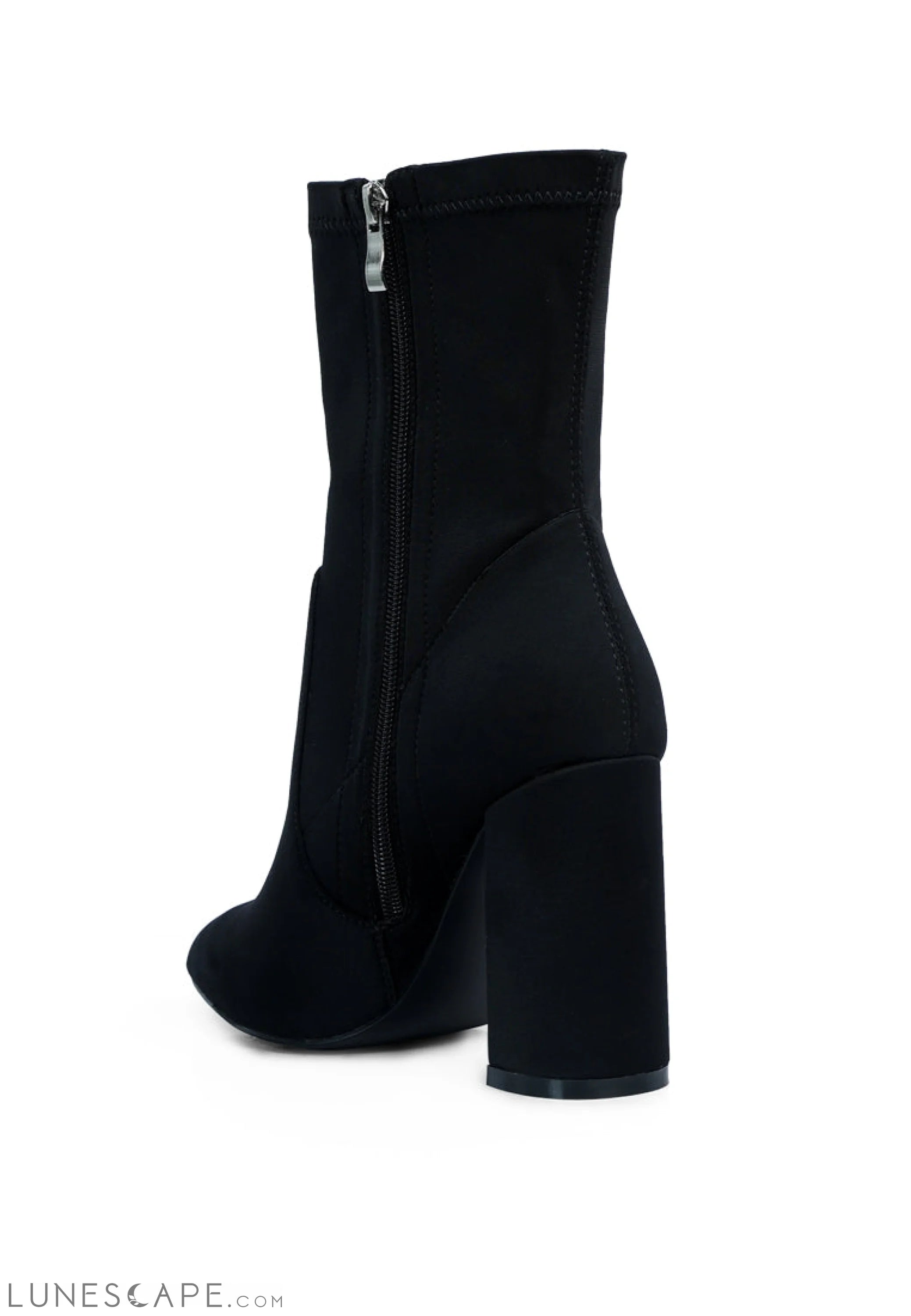 Ankle Lycra Block Heeled Boots LUNESCAPE
