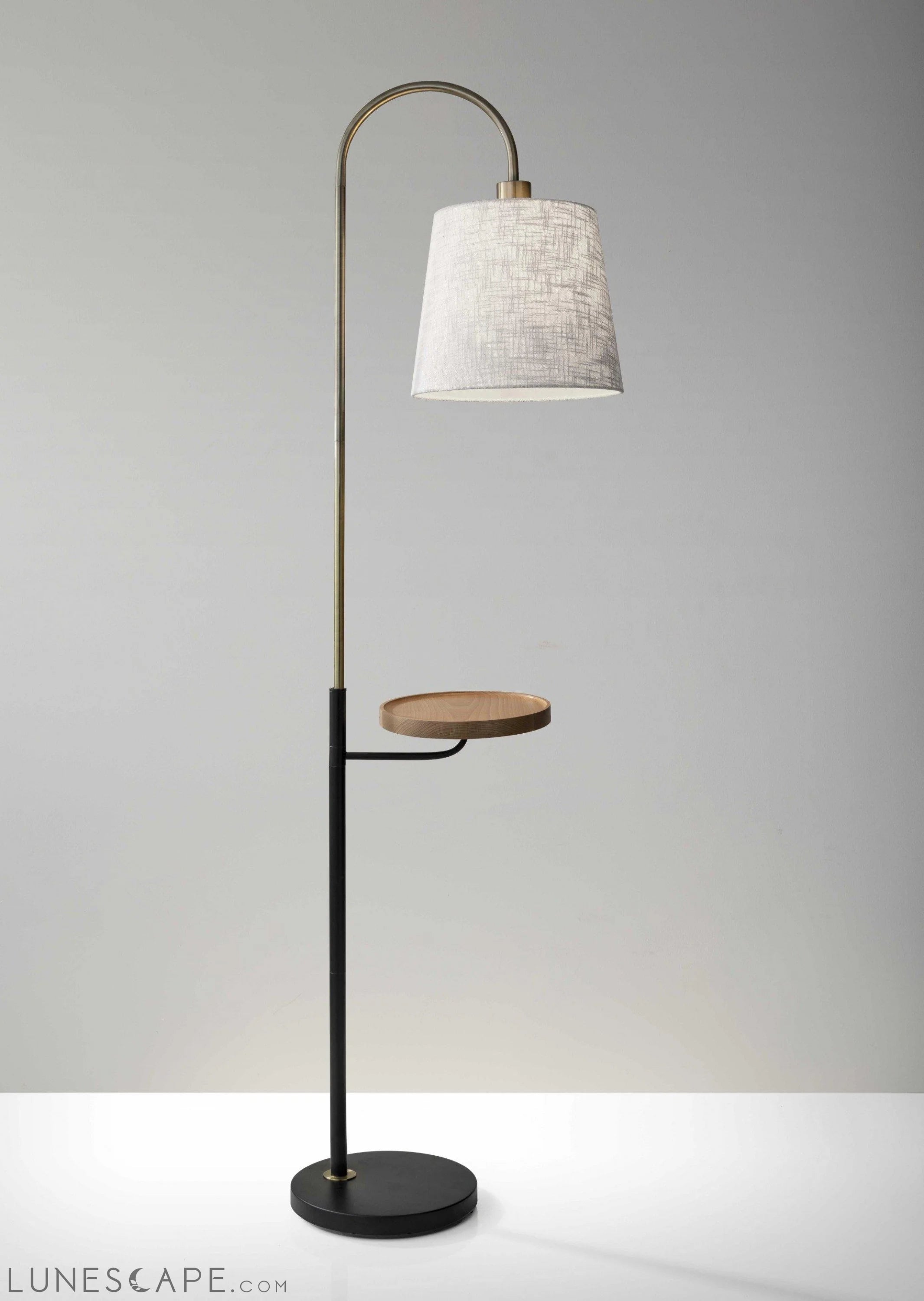 Antique Brass And Black Metal Floor Lamp With USB Charging Station LUNESCAPE