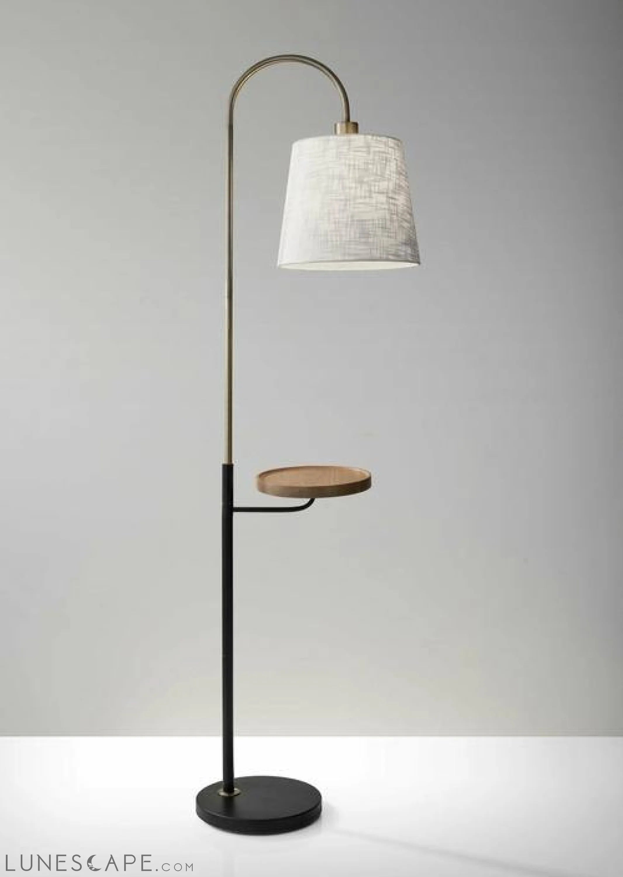 Antique Brass And Black Metal Floor Lamp With USB Charging Station LUNESCAPE