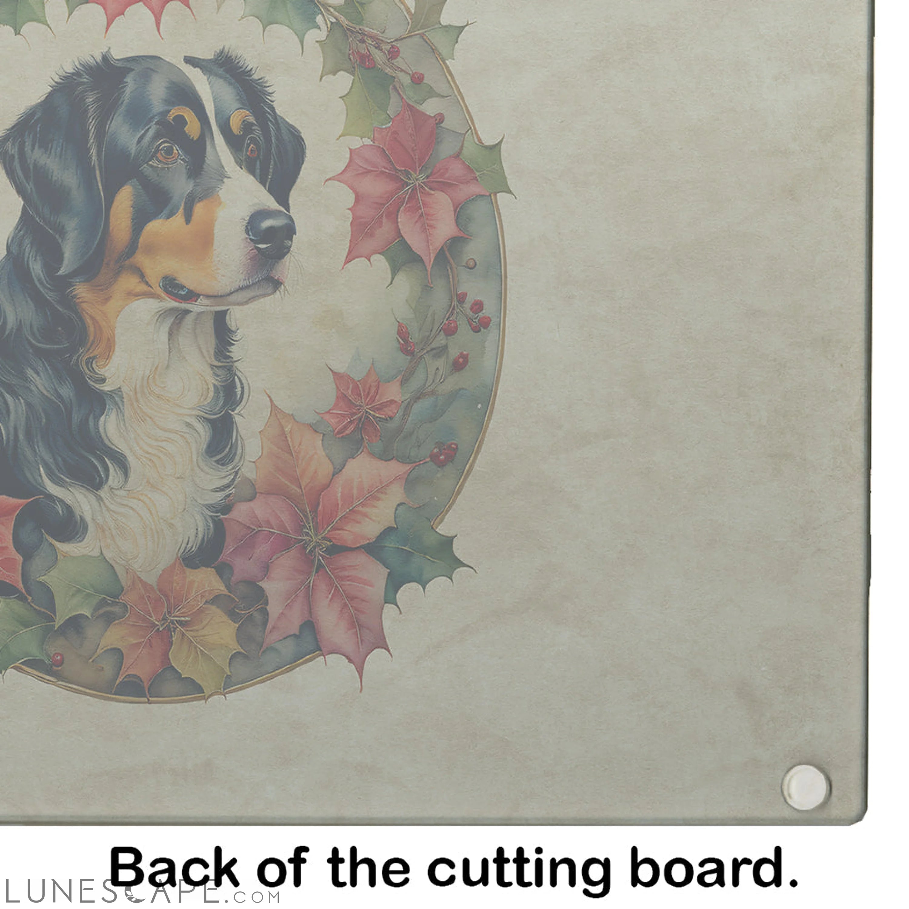 Appenzeller Sennenhund Christmas Flowers Glass Cutting Board LUNESCAPE