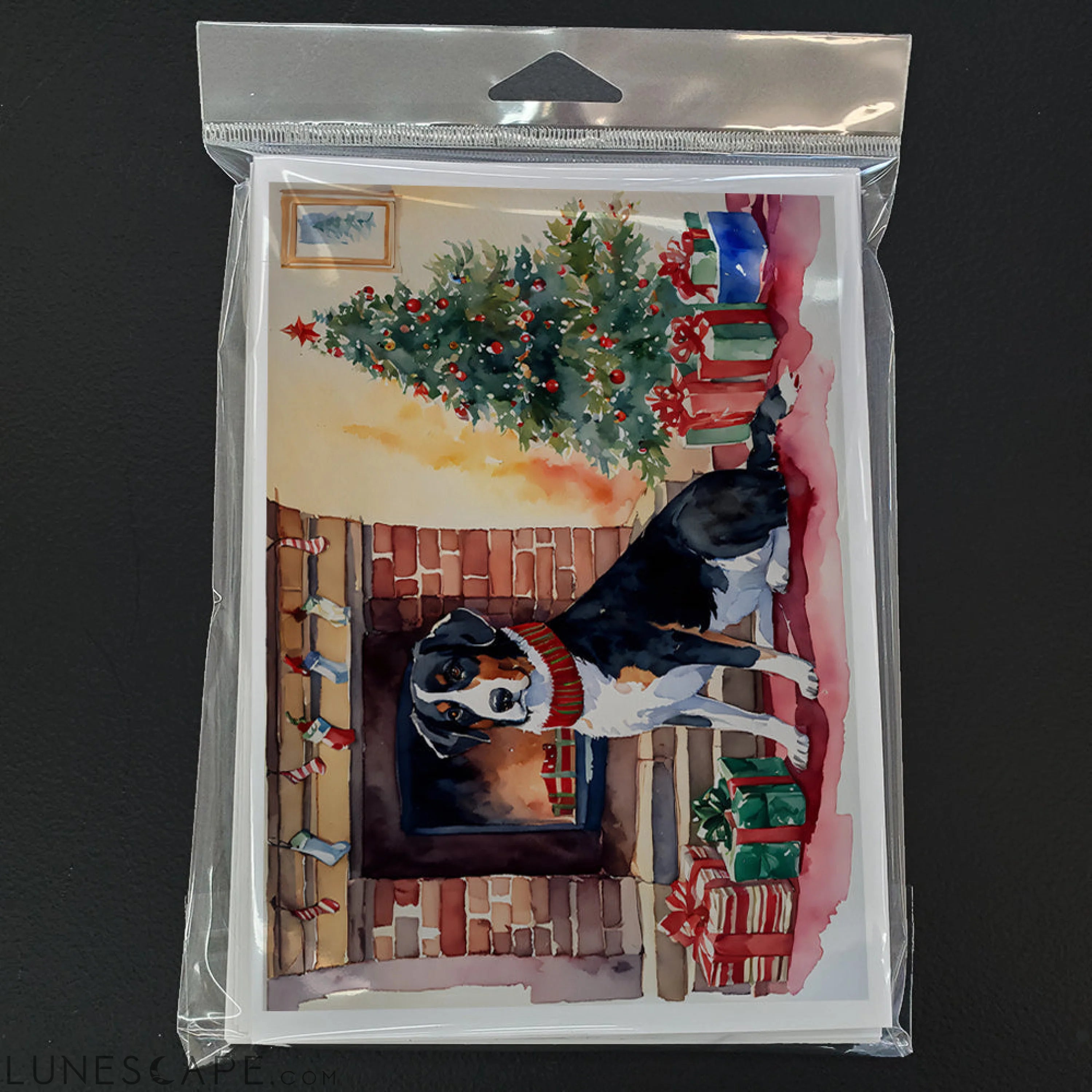 Appenzeller Sennenhund Cozy Christmas Greeting Cards Pack of 8 LUNESCAPE