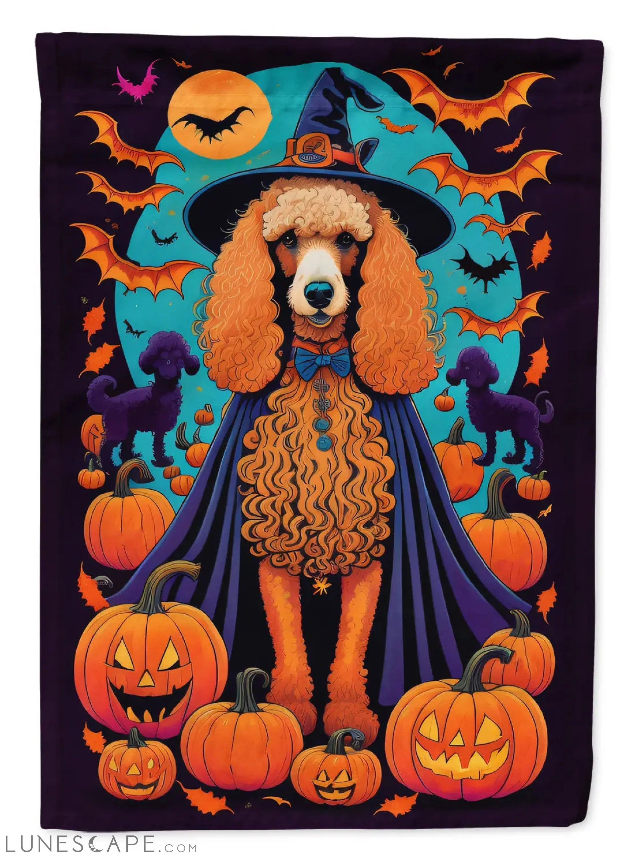 Apricot Standard Poodle Witchy Halloween Garden Flag LUNESCAPE