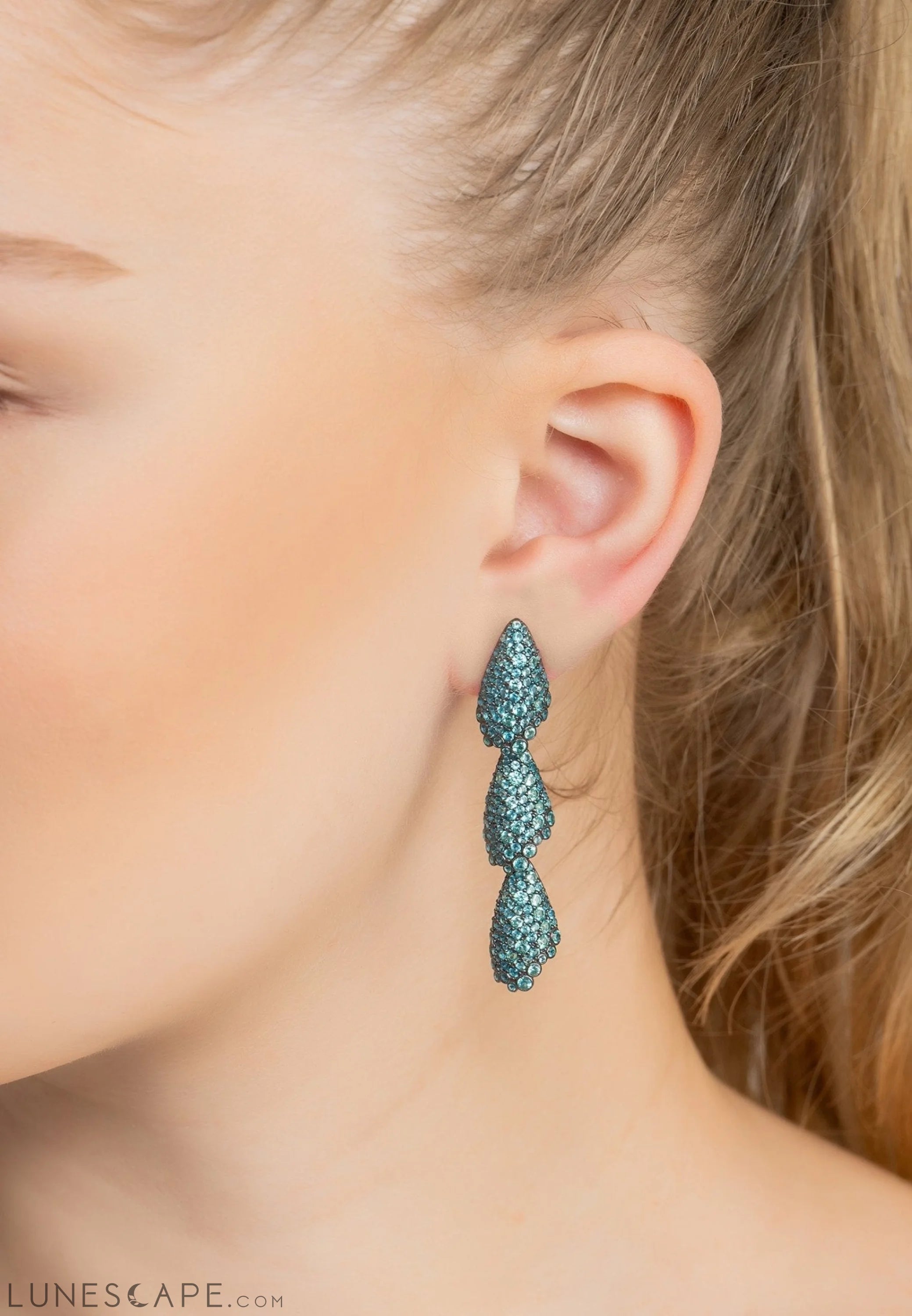 Arabelle Aqua Earrings Silver Oxidised LUNESCAPE