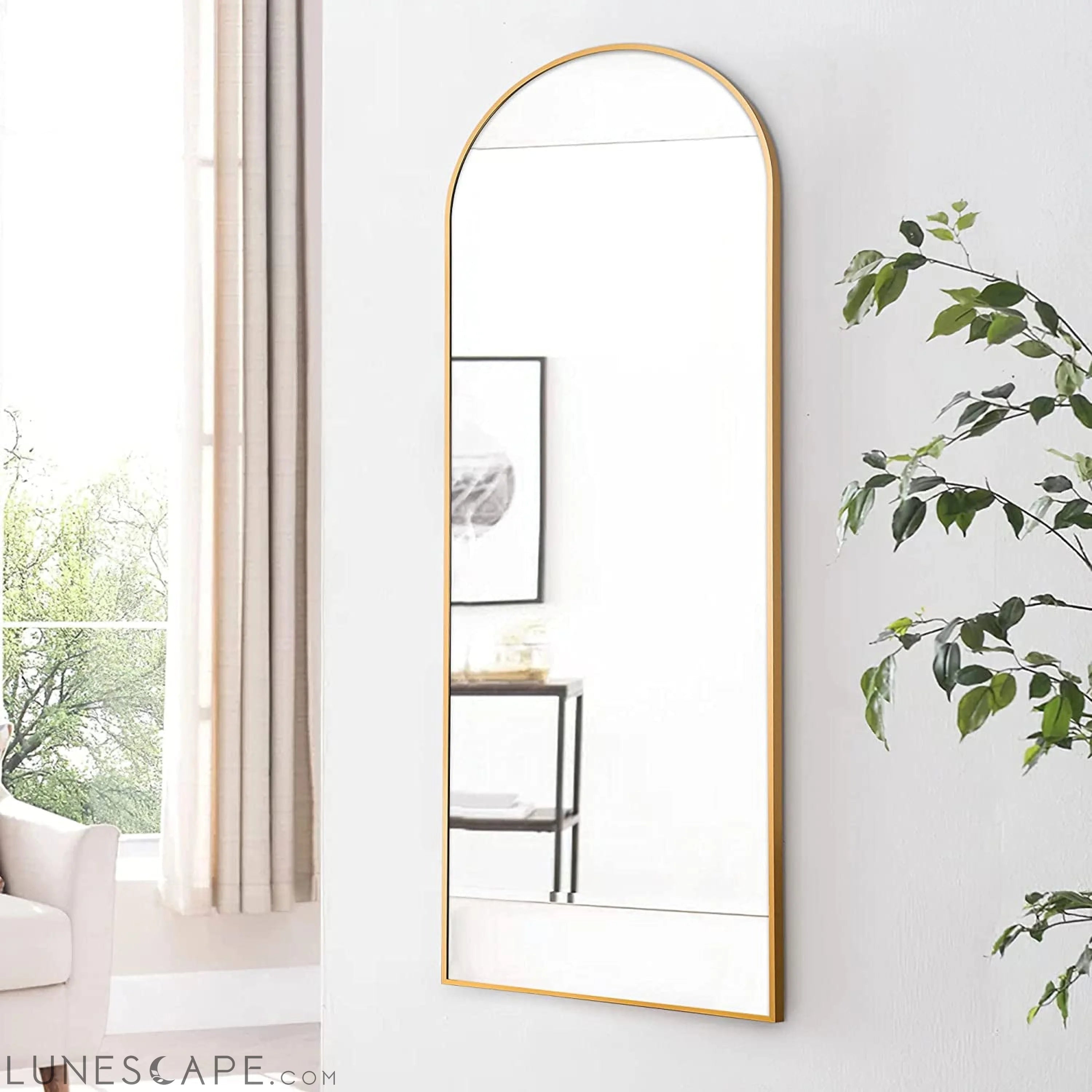 Arched Full Length Mirror, Gold Frame LUNESCAPE