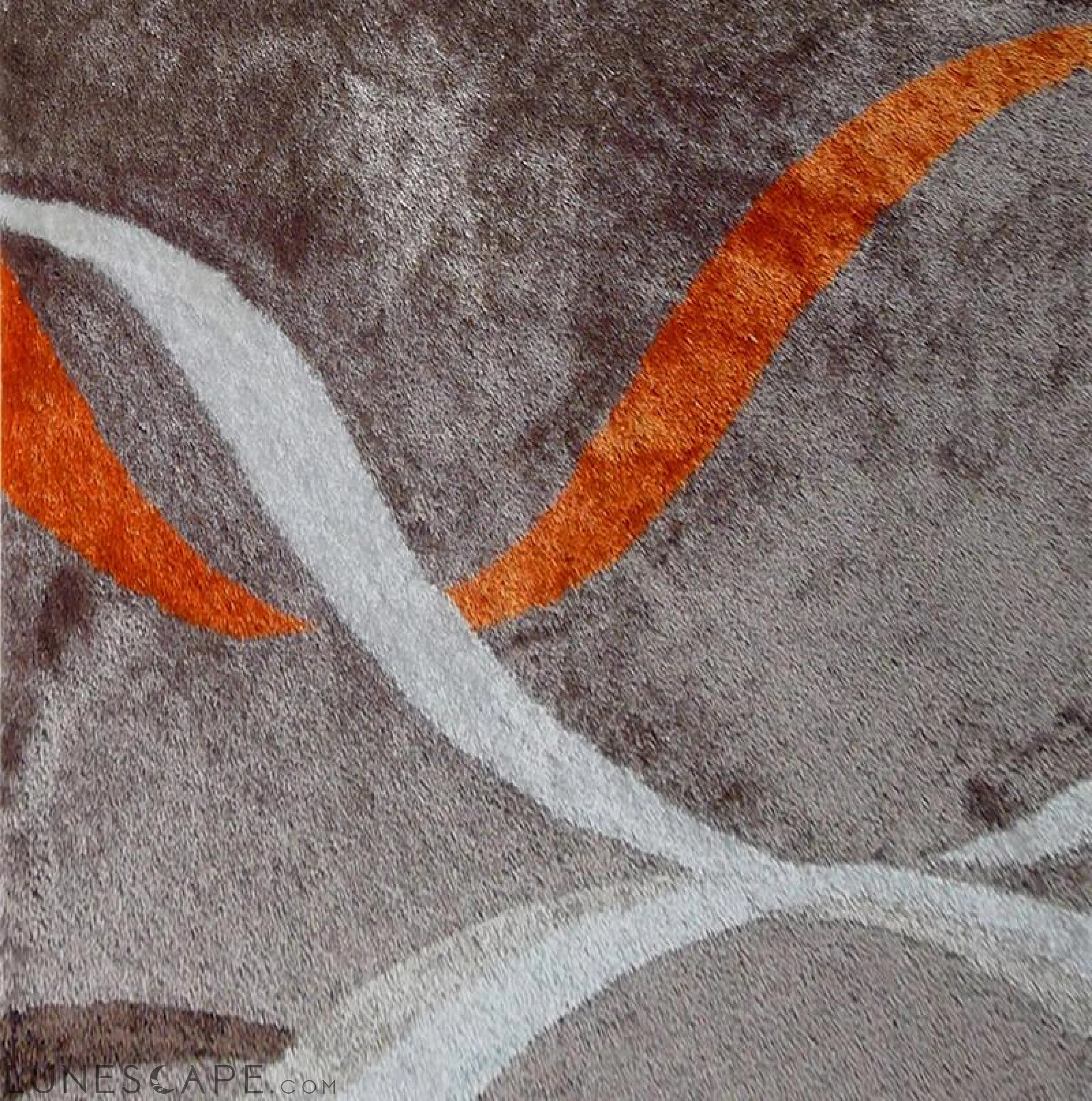 Aria Mocha & Rust Soft Pile Shaggy Area Rug LUNESCAPE