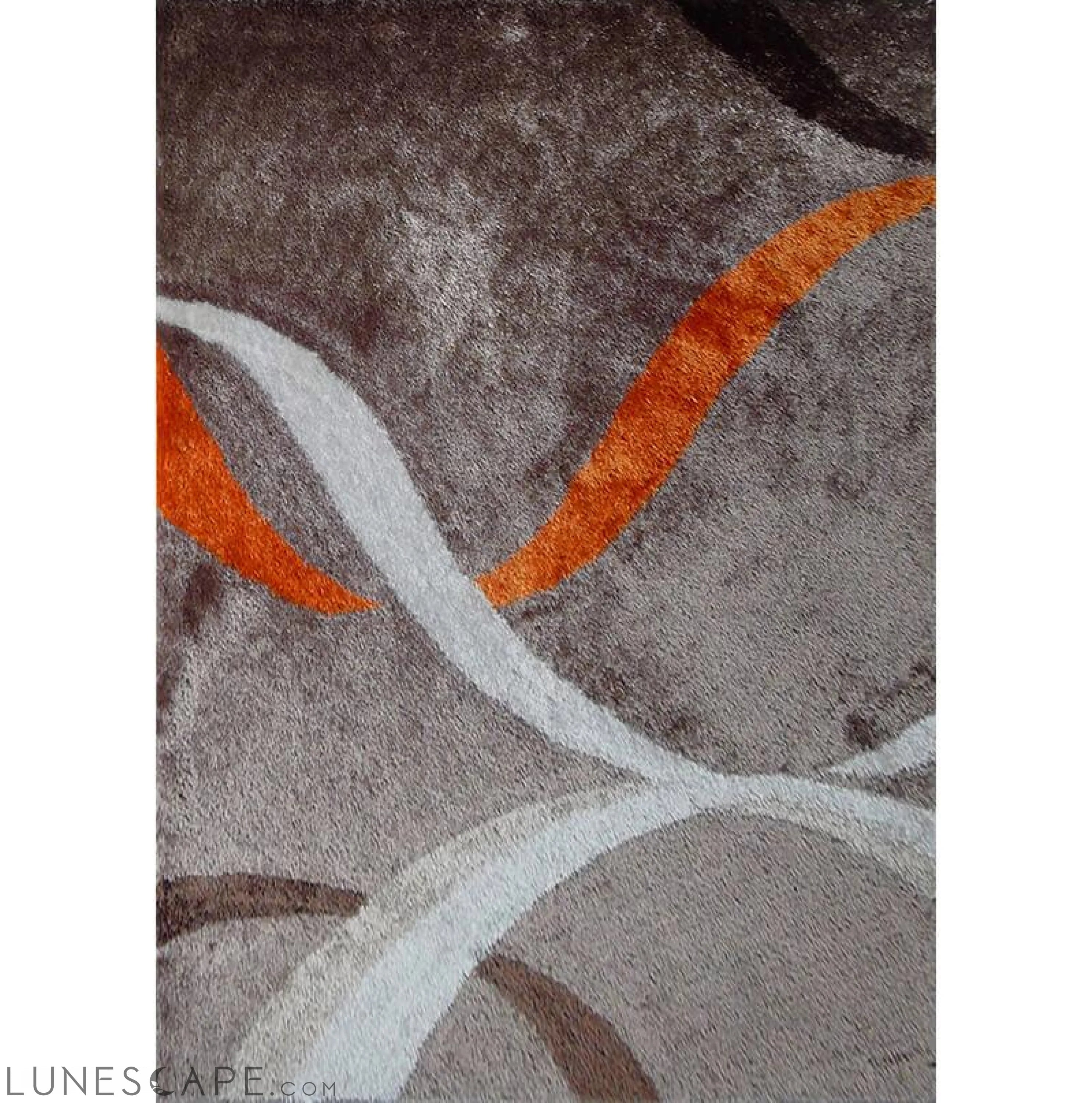 Aria Mocha & Rust Soft Pile Shaggy Area Rug LUNESCAPE