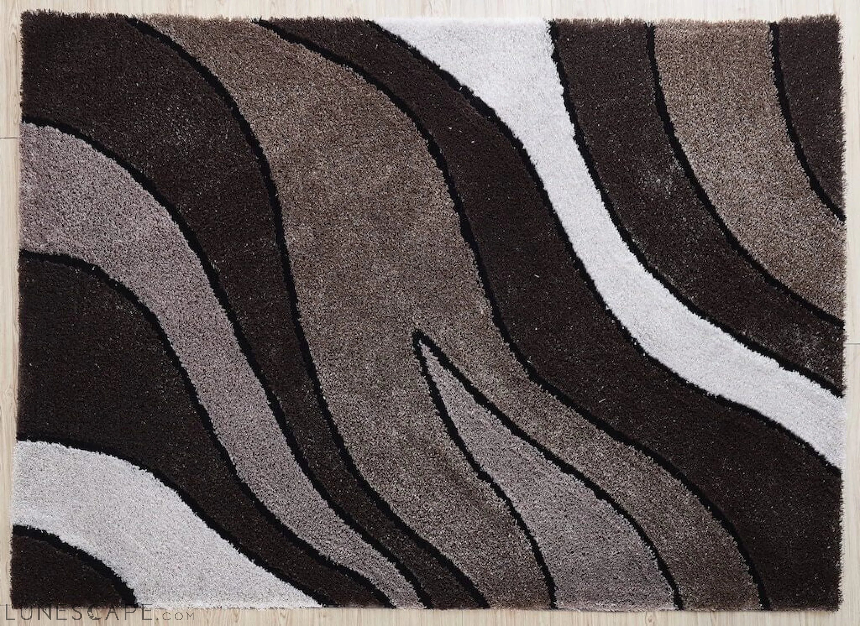 Aria Olive & White Soft Pile Shaggy Area Rug LUNESCAPE