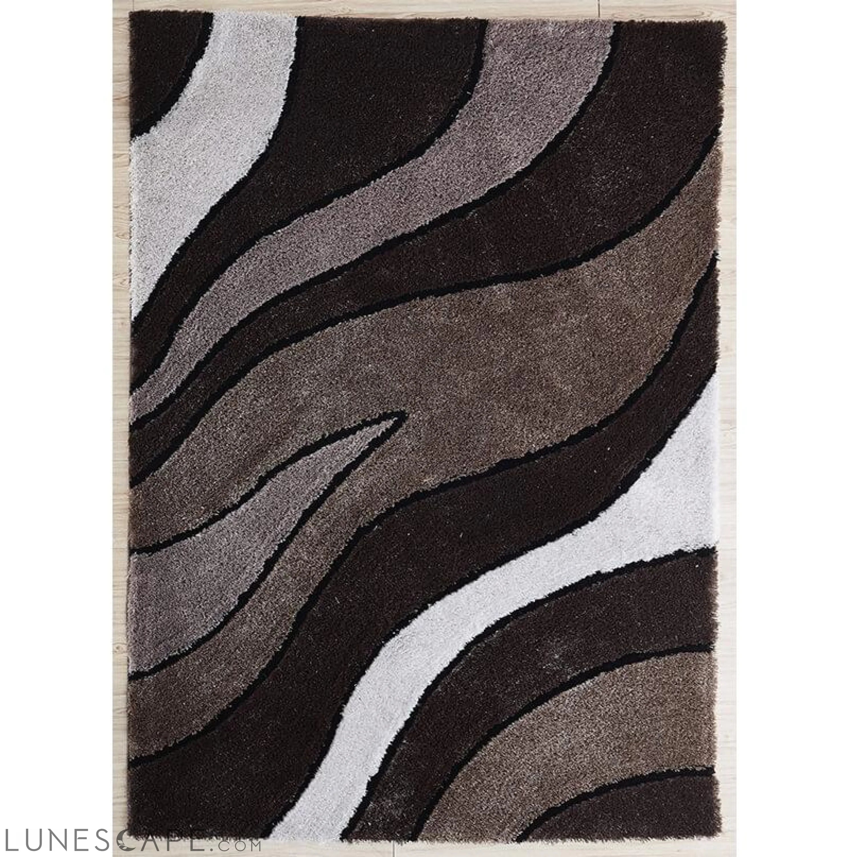 Aria Olive & White Soft Pile Shaggy Area Rug LUNESCAPE