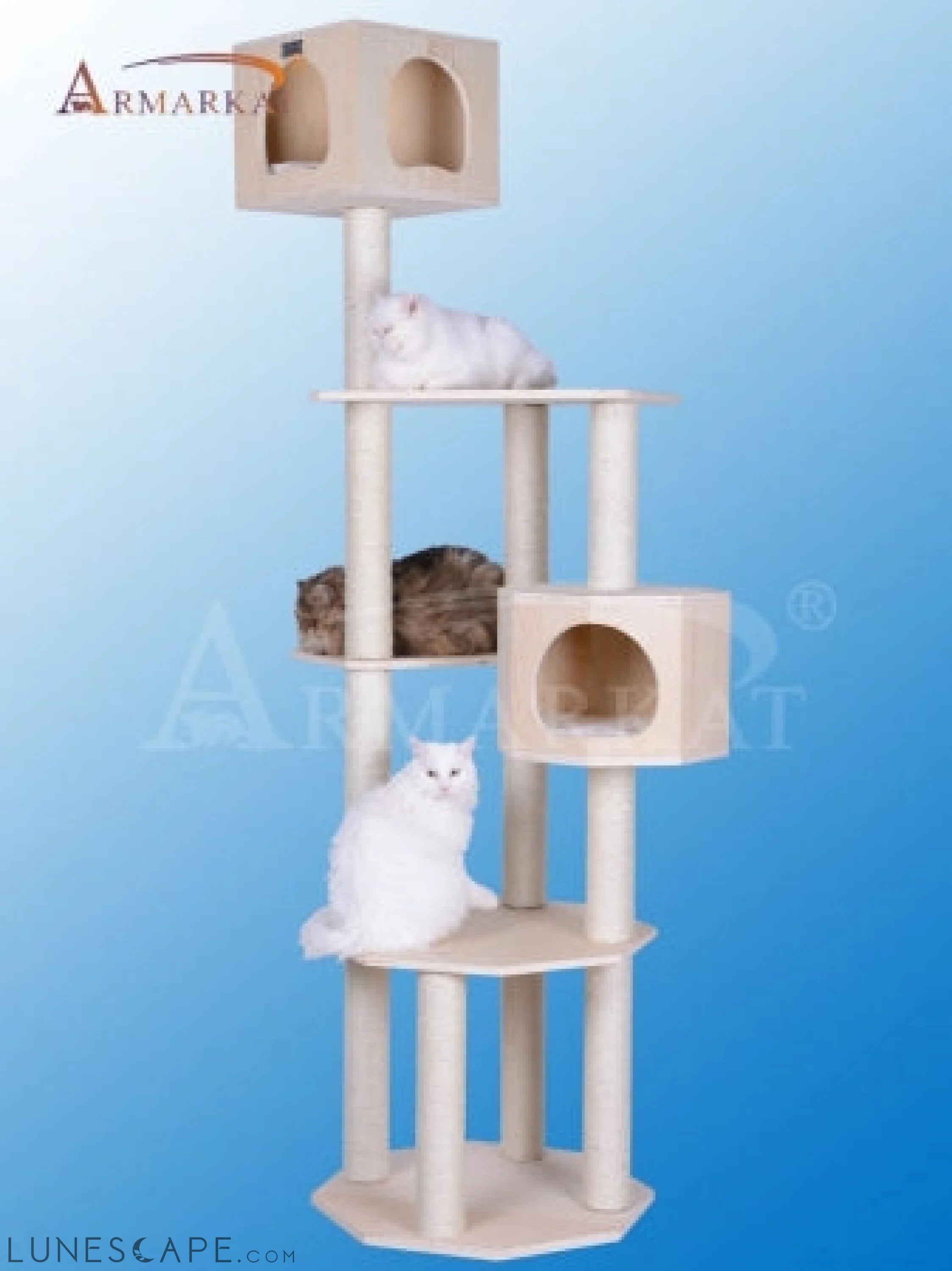 Armarkat Real Wood Premium Scots Pine 85-Inch Cat Tree with Five Level LUNESCAPE