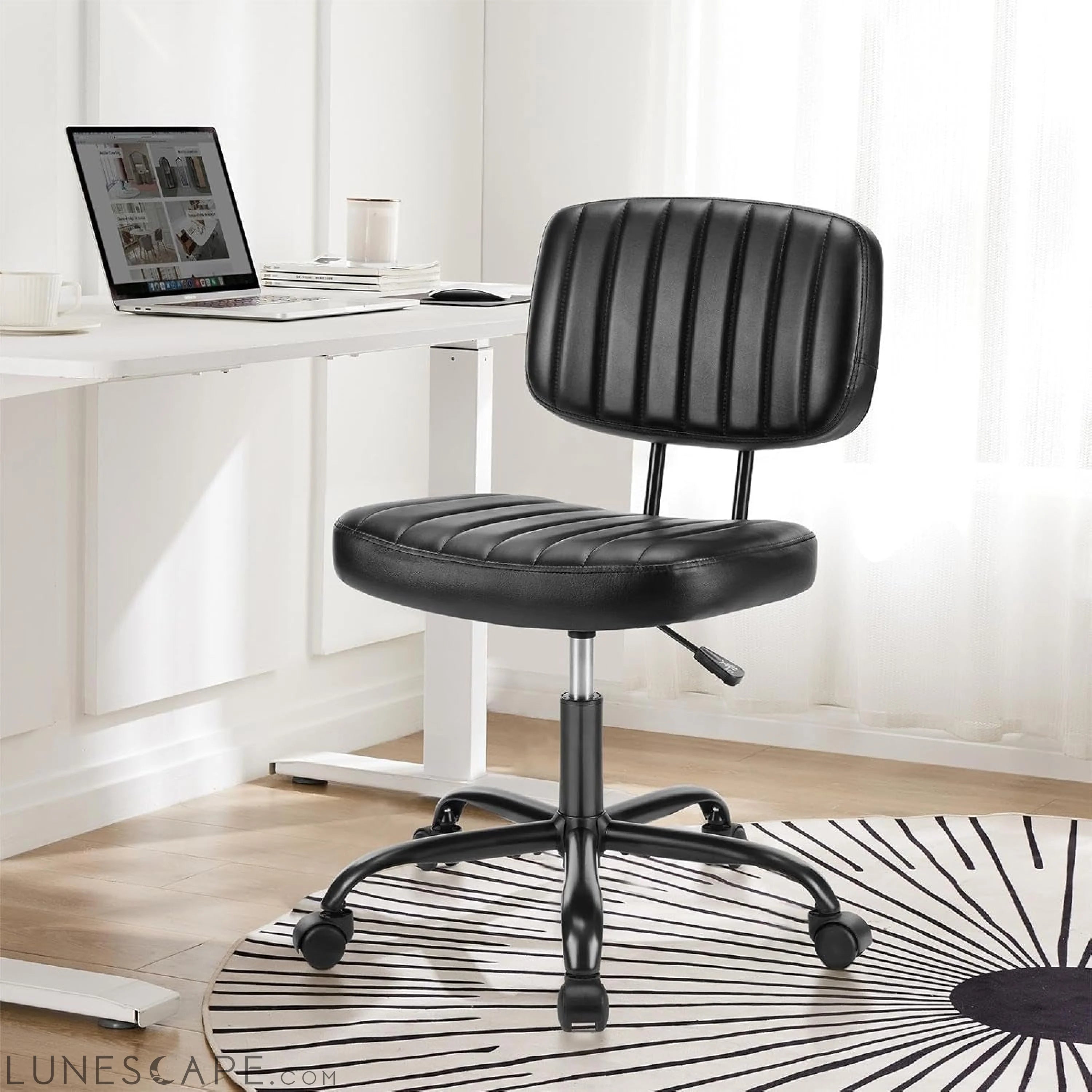 Armless Home Office Chair Ergonomic Desk with Comfy Low Back Lumbar LUNESCAPE