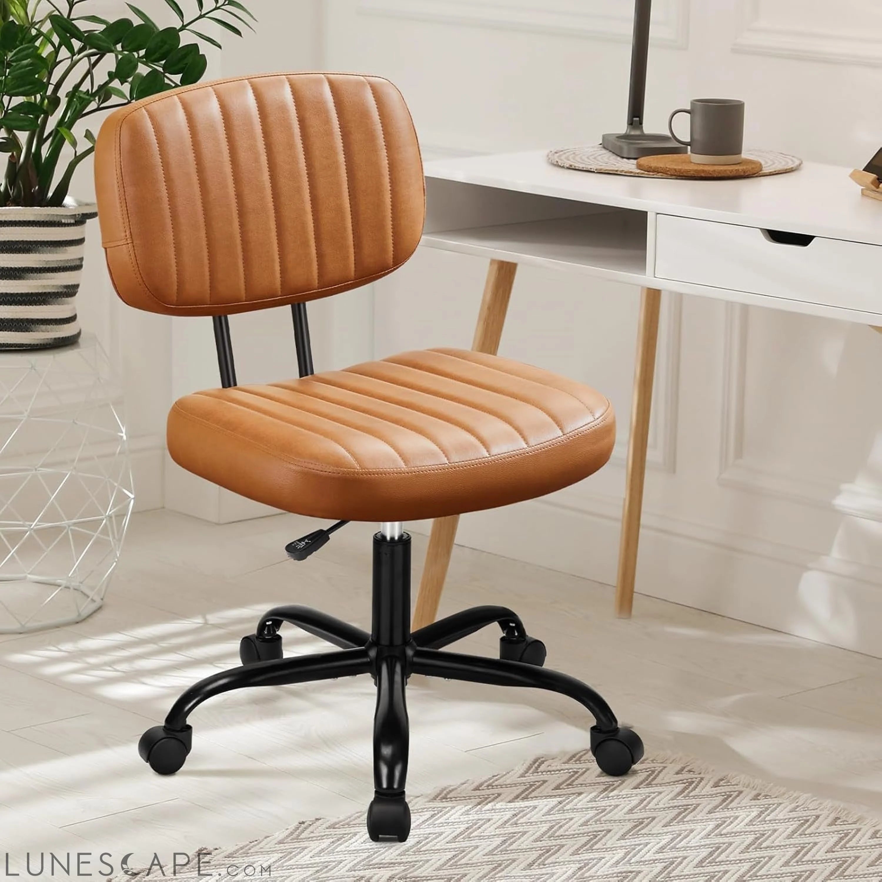 Armless Home Office Desk Chair -Small Ergonomic with Low Back Lumbar LUNESCAPE