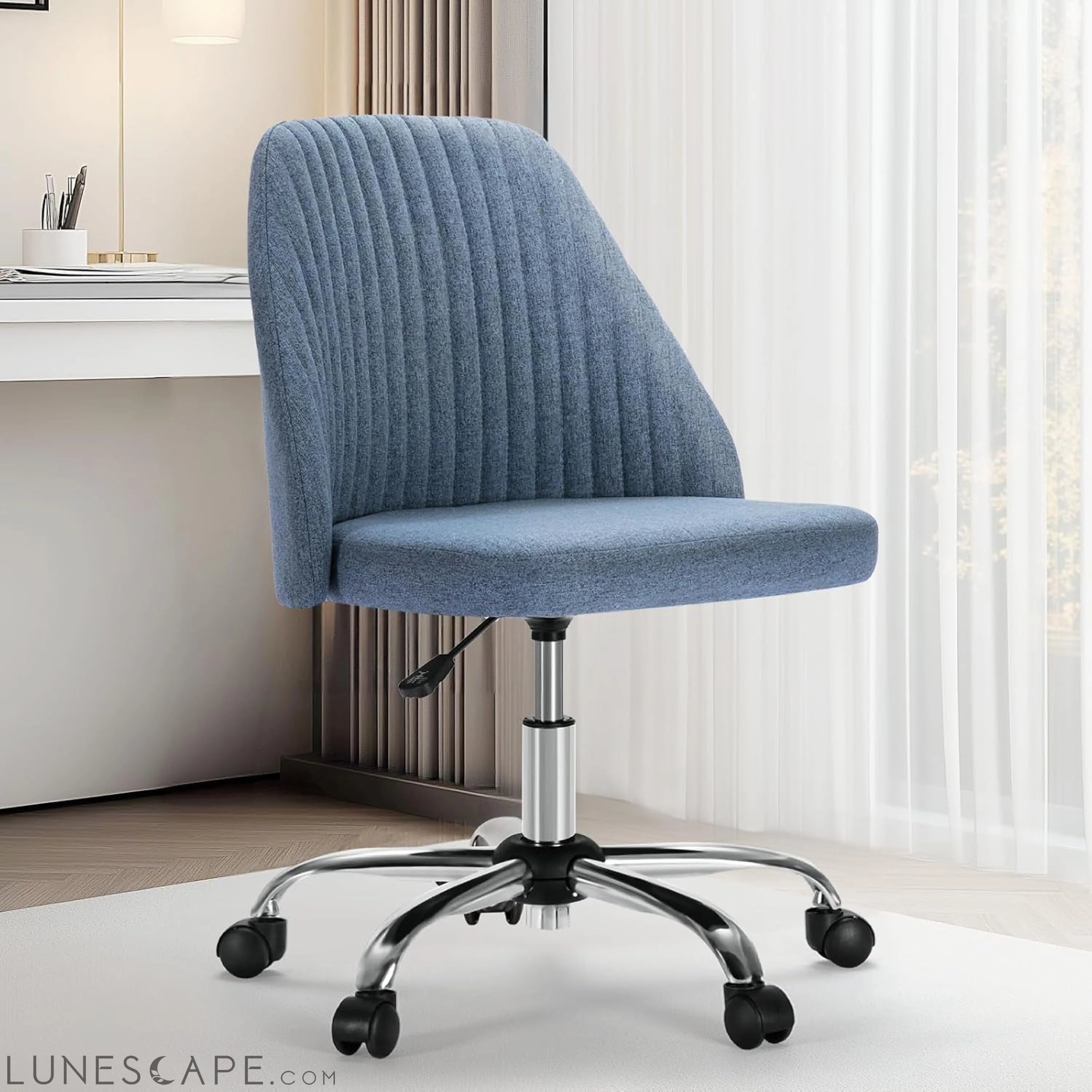 Armless Office Chair Cute Desk Chair, Modern Fabric Home Office Desk LUNESCAPE