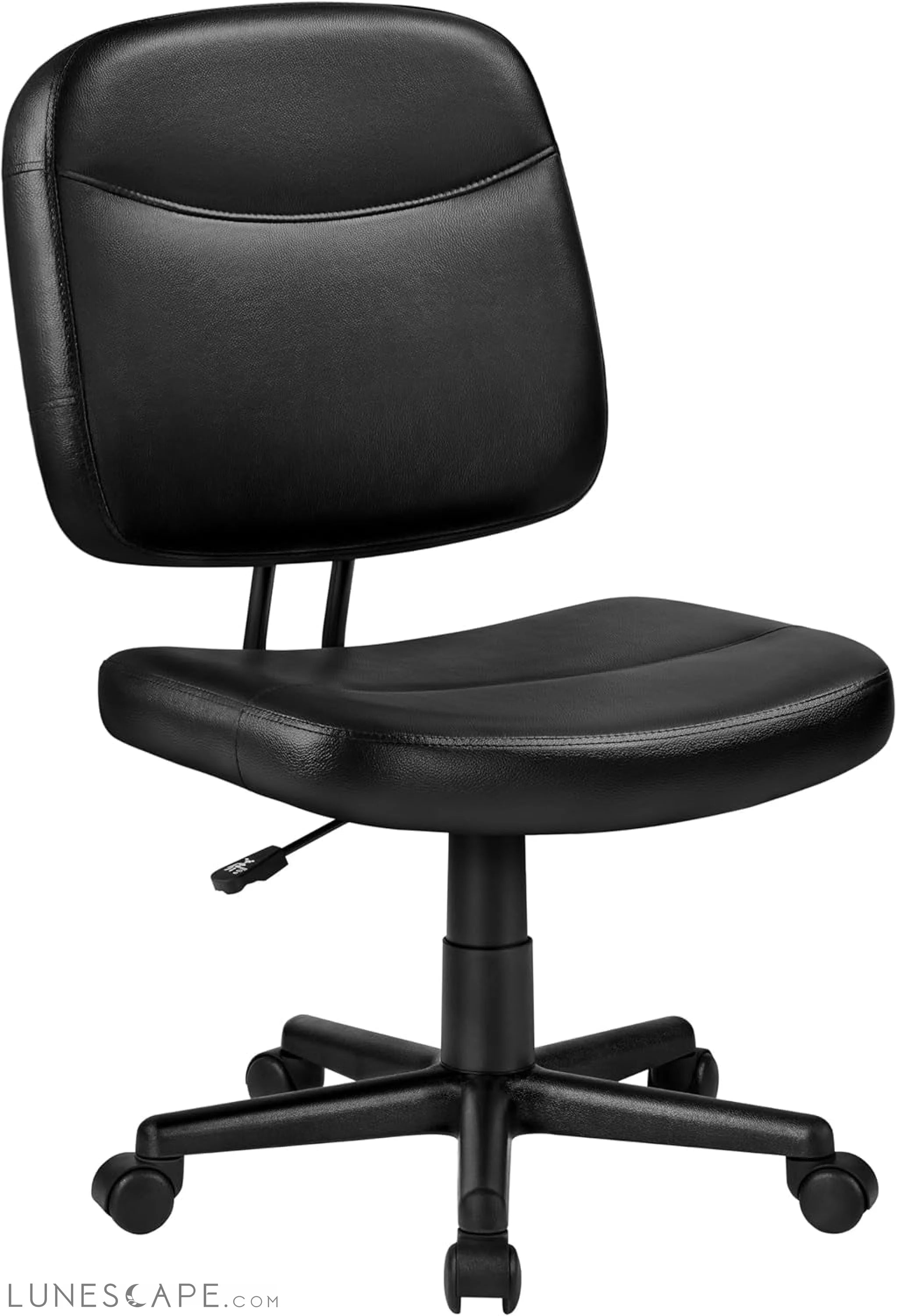 Armless Office Chair Ergonomic Desk Chair Low Back PU Leather LUNESCAPE