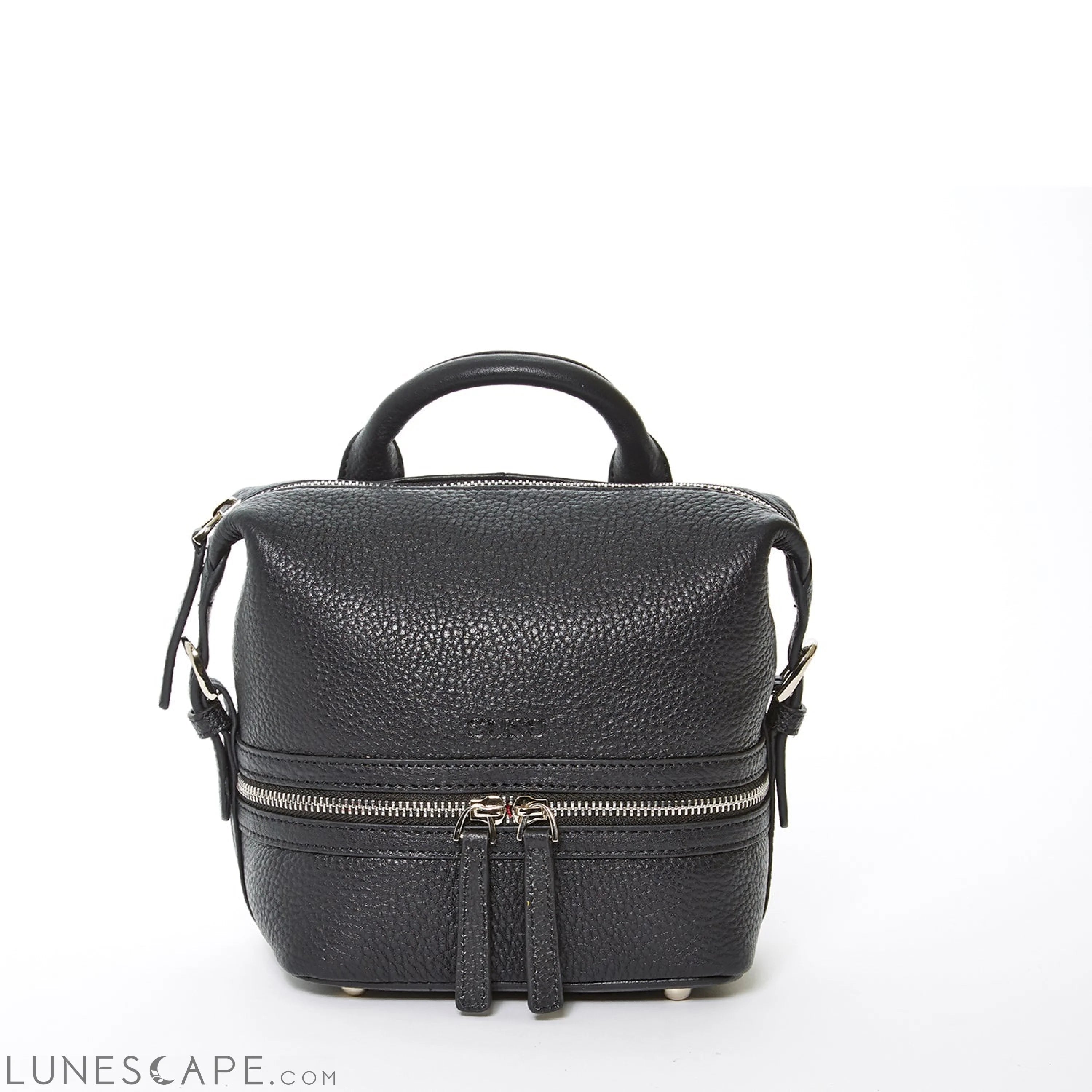 Ashley Small Black Leather Backpack LUNESCAPE