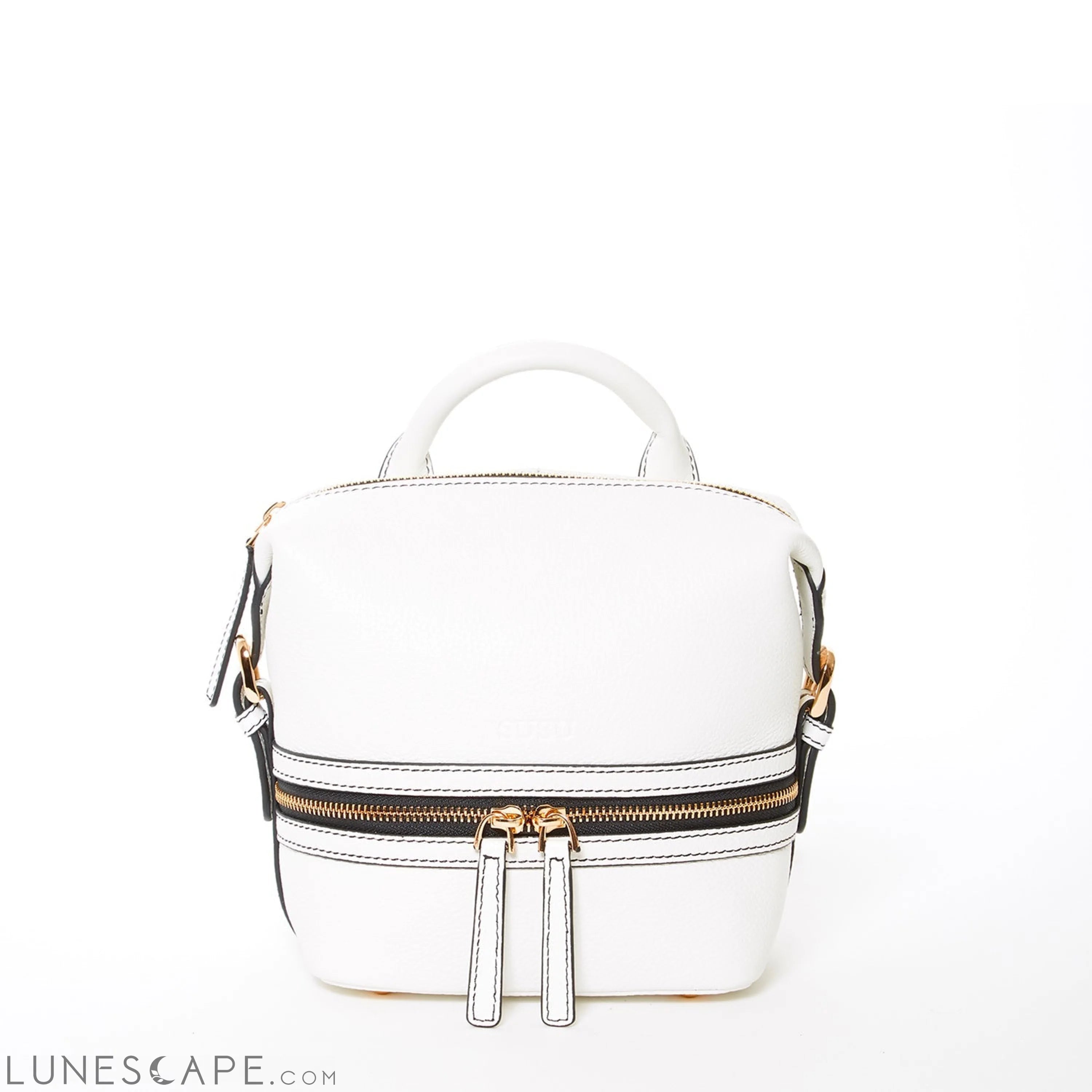 Ashley Small White Leather Backpack Purse LUNESCAPE
