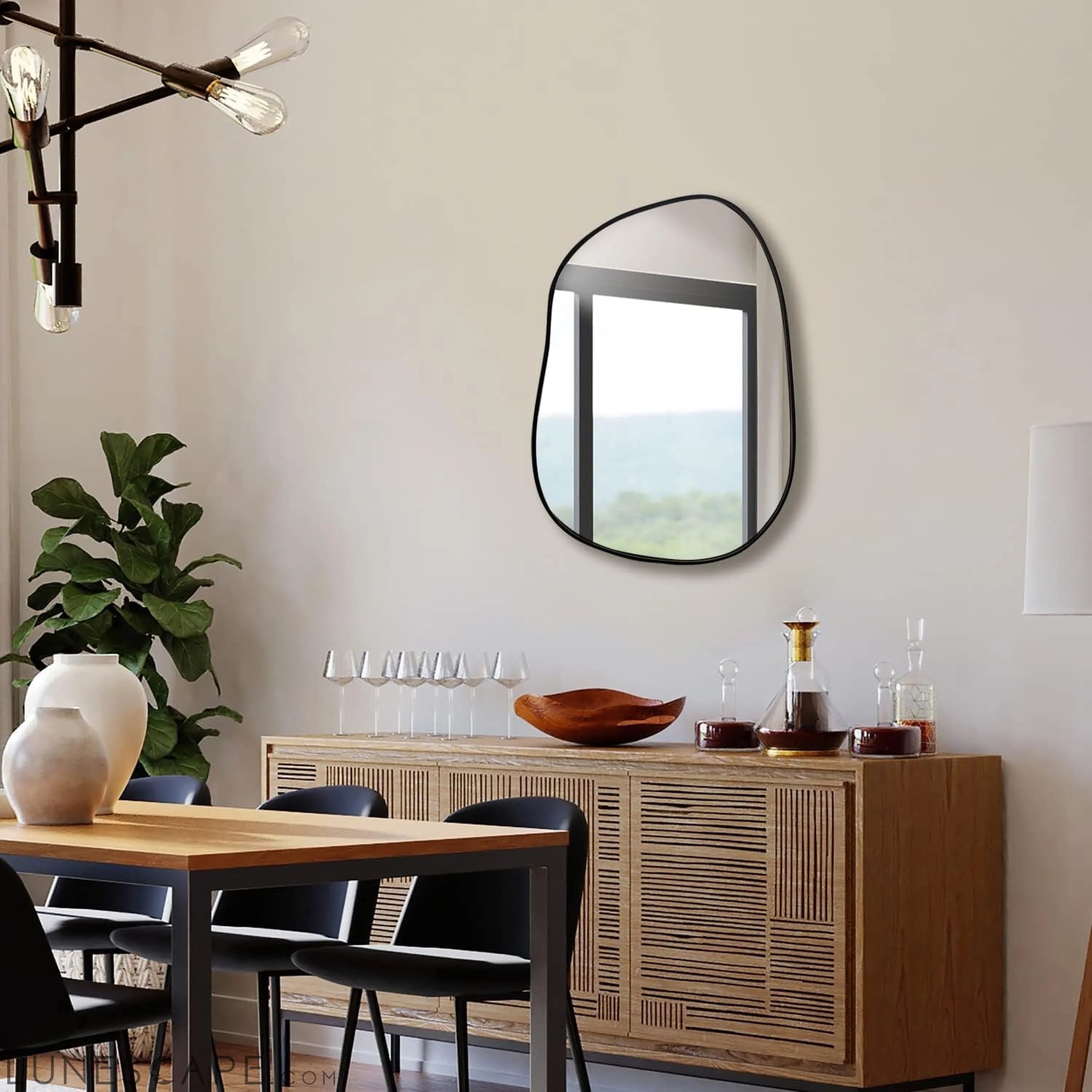 Asymmetrical Modern Abstract Wall Mirror Decor for Living Room LUNESCAPE