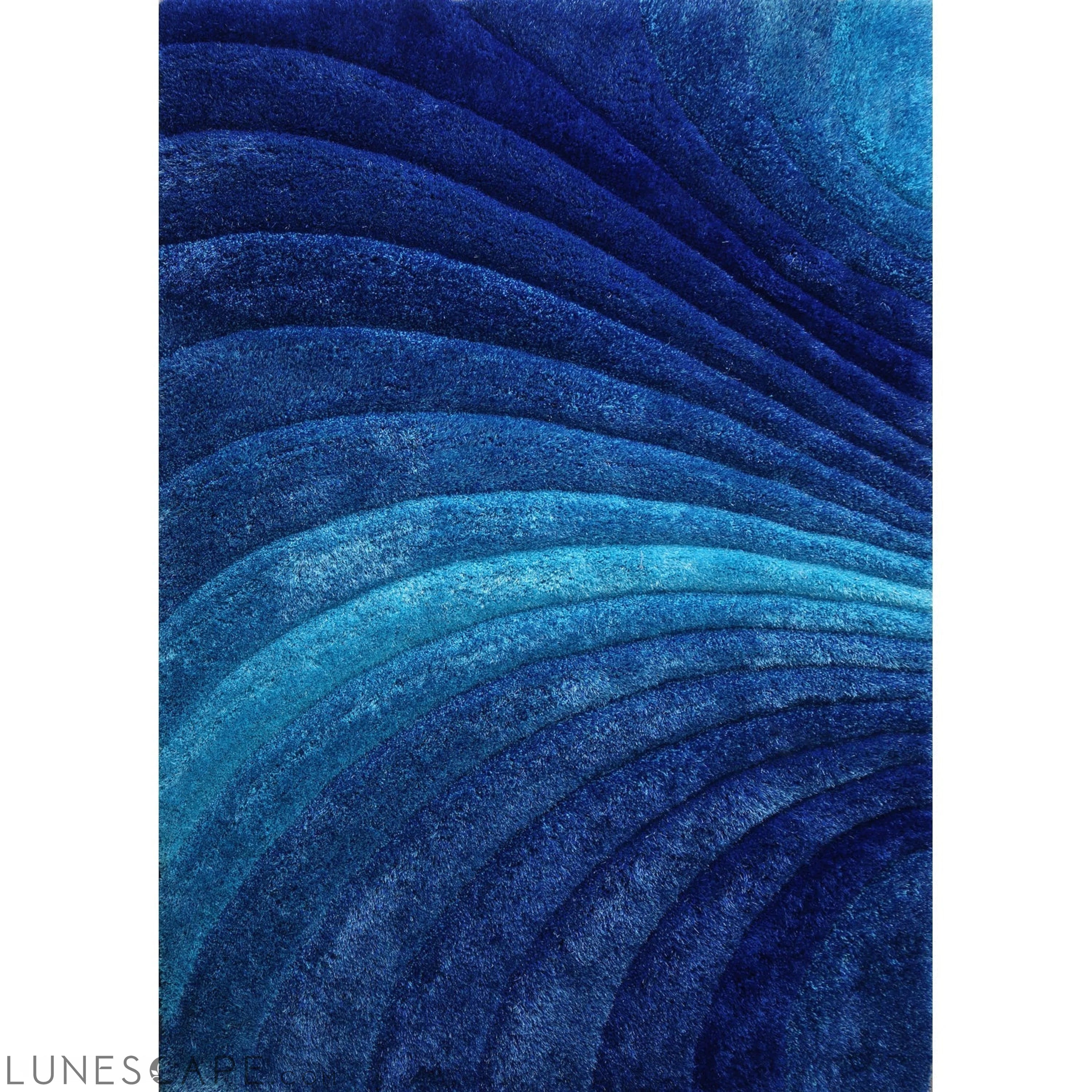 Aurora 3D Blue Shag Rug LUNESCAPE