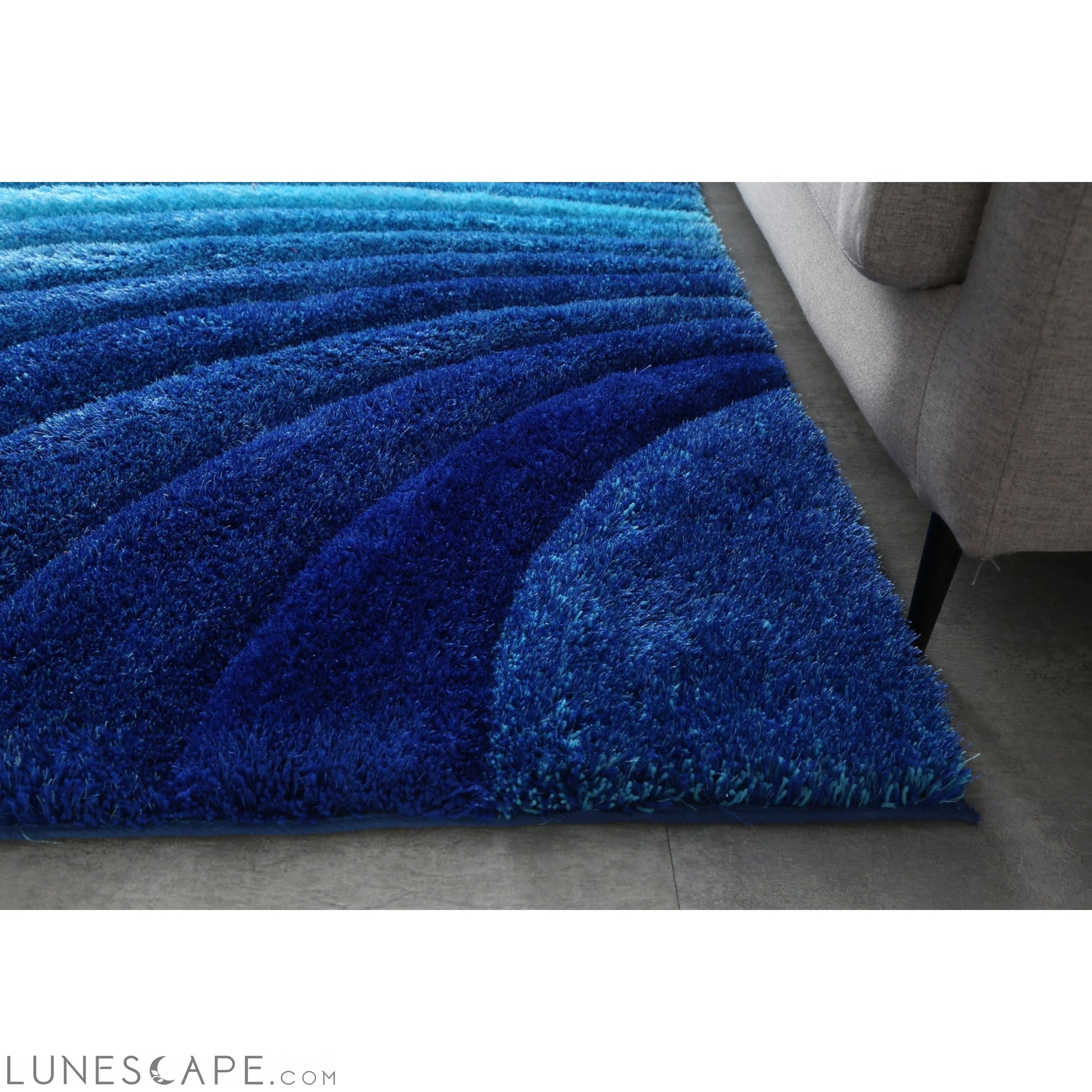 Aurora 3D Blue Shag Rug LUNESCAPE