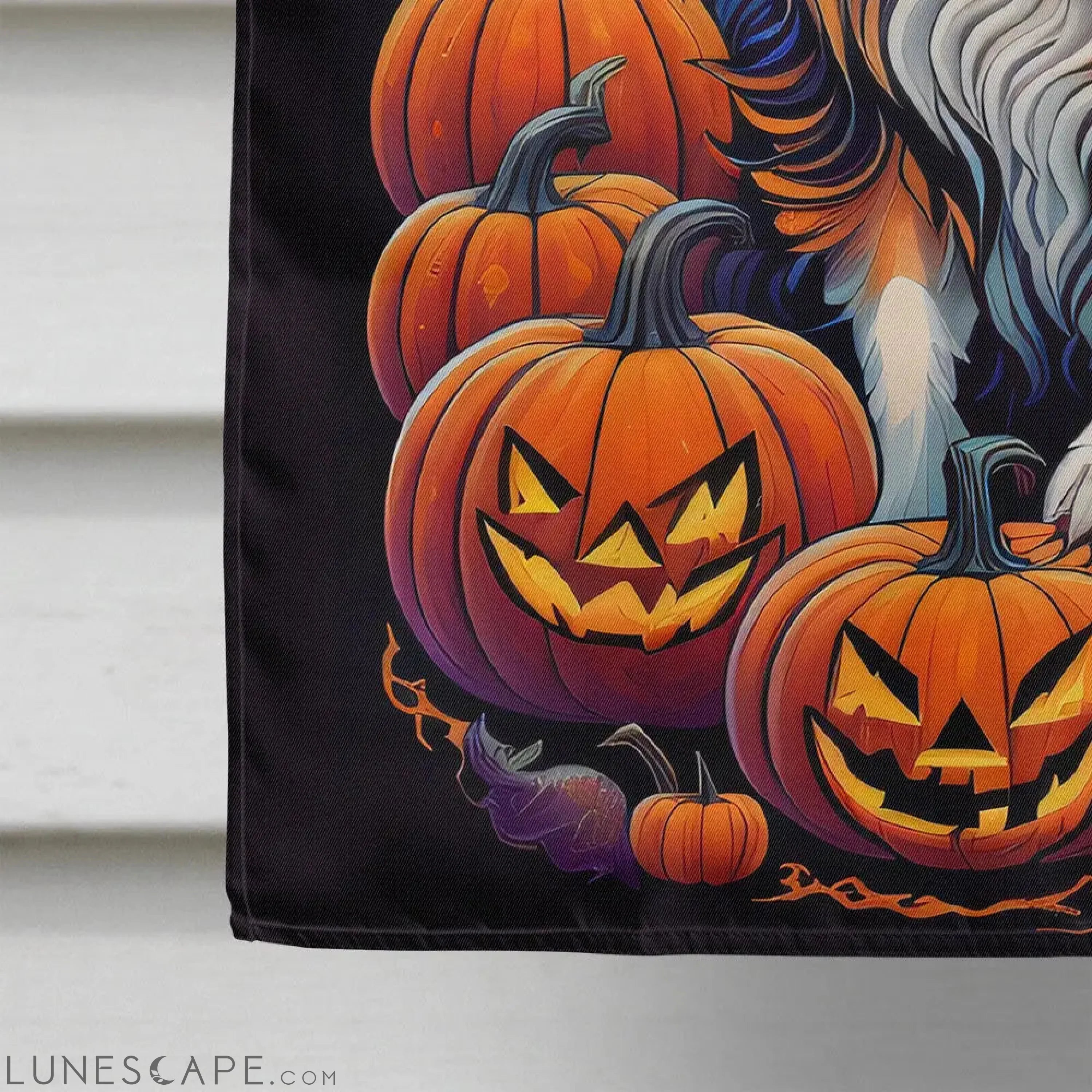 Australian Shepherd Witchy Halloween House Flag LUNESCAPE
