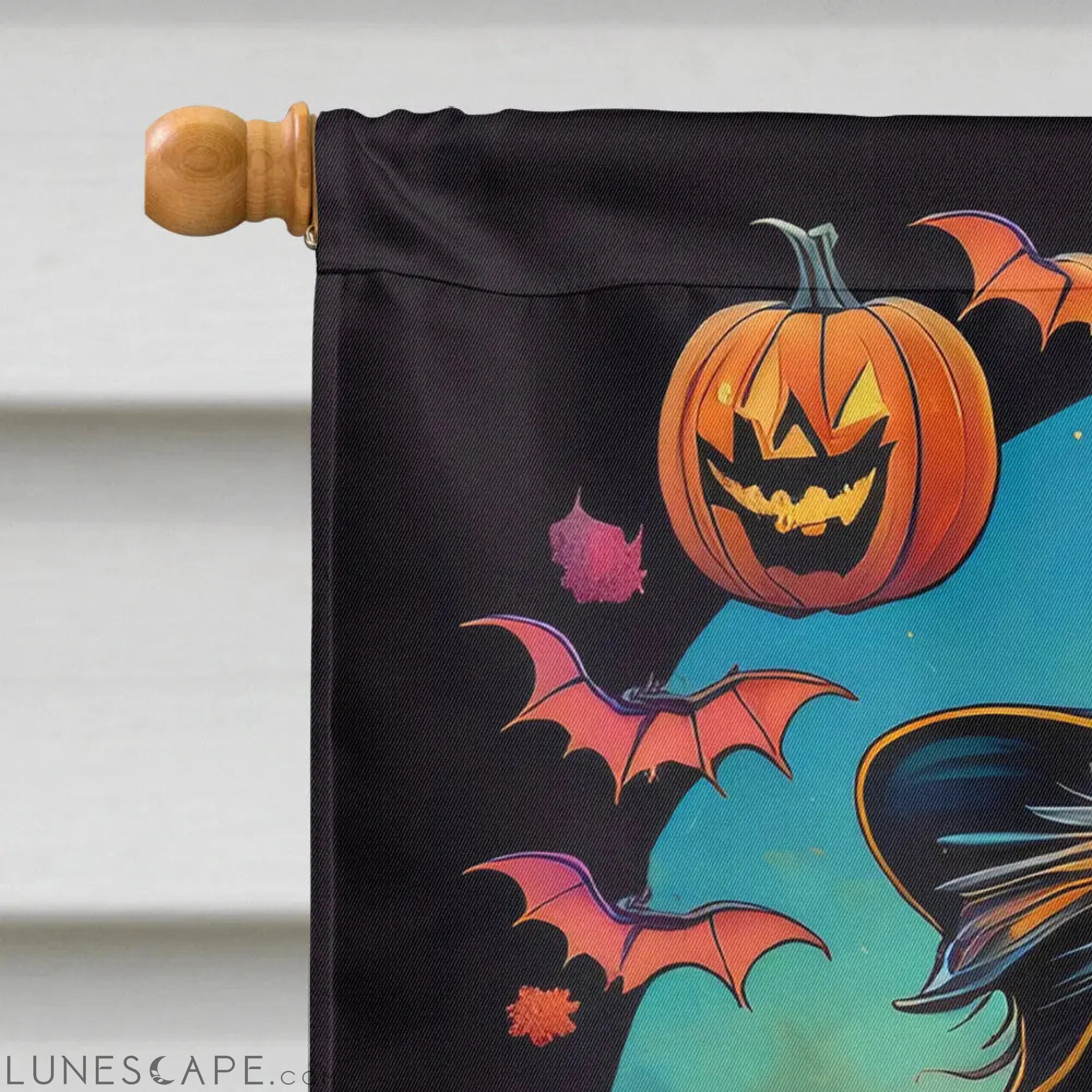 Australian Shepherd Witchy Halloween House Flag LUNESCAPE