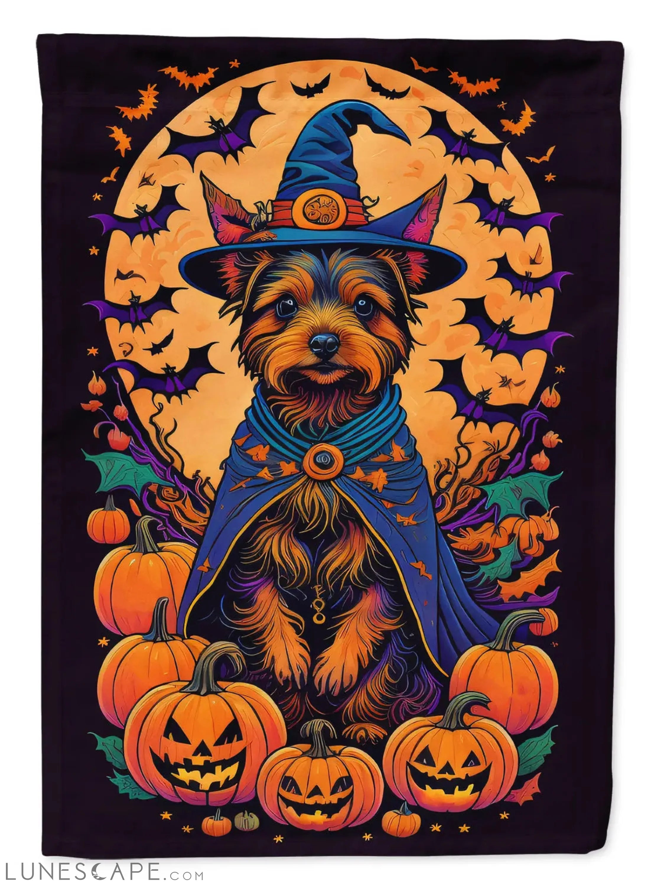Australian Terrier Witchy Halloween Garden Flag LUNESCAPE
