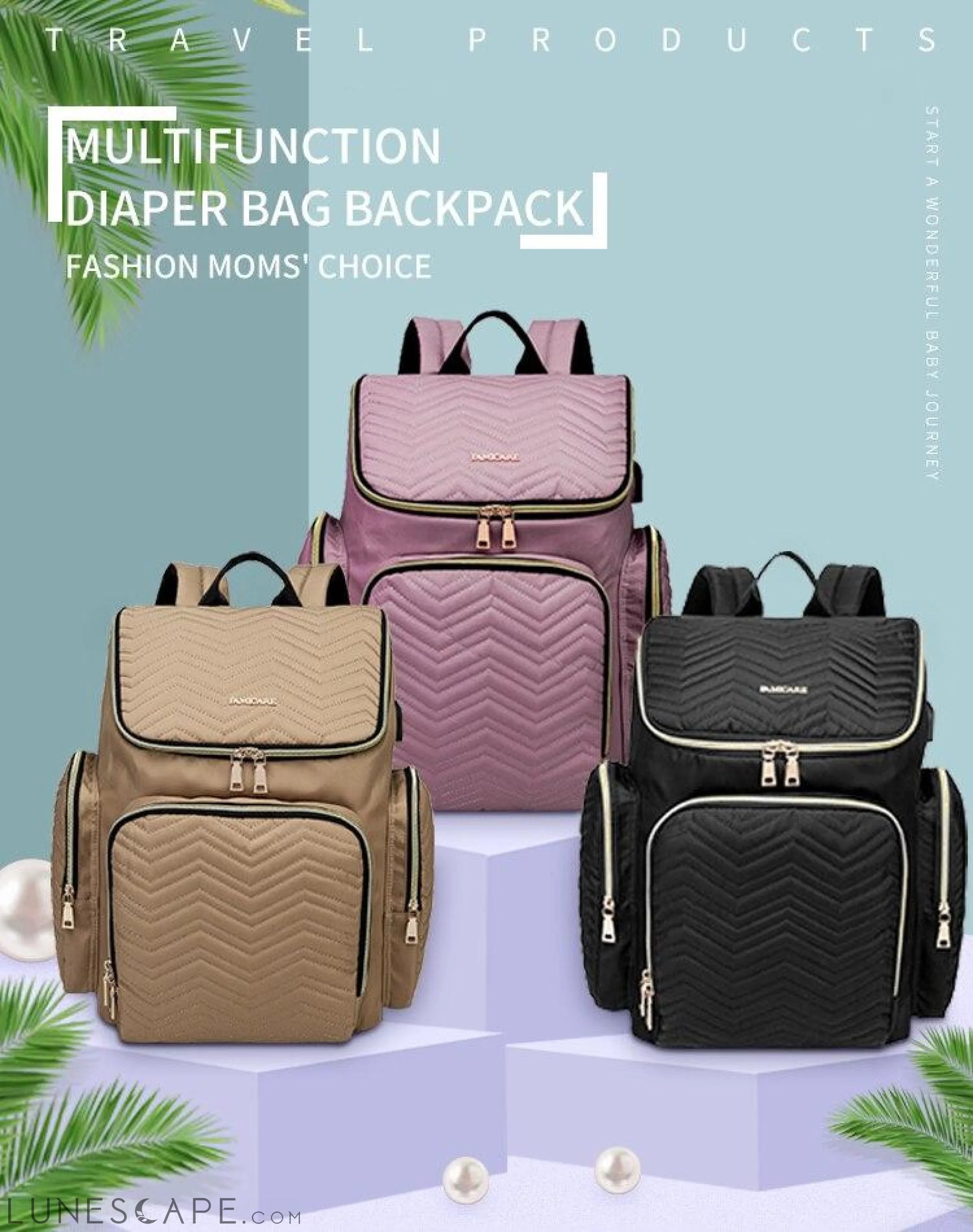 Baby Diaper Bag Backpack Stroller Bags Waterproof Women Maternity LUNESCAPE