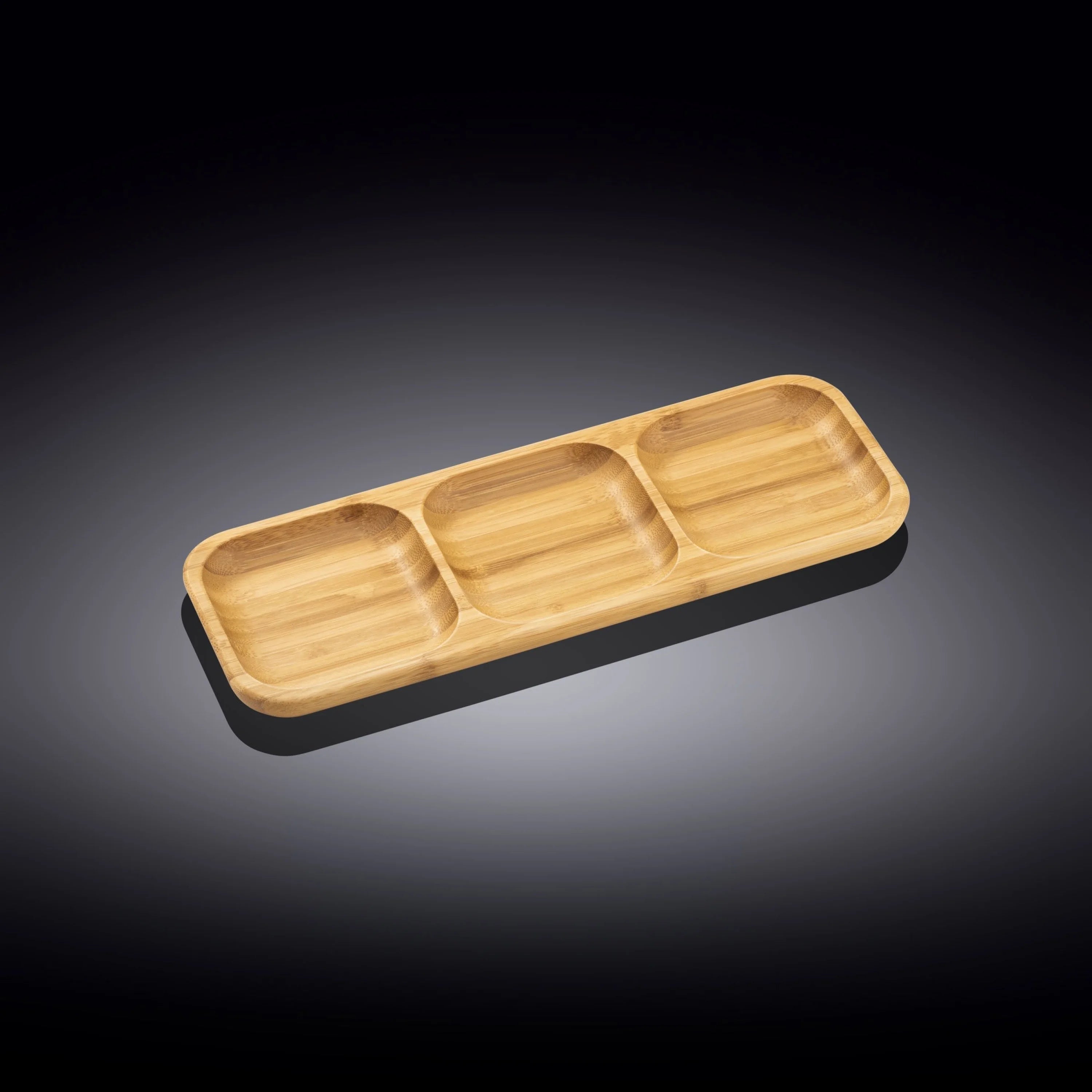 Bamboo Divided Dish 13" inch X 4.5" inch Bento box | 32.5 X 11.5 Cm LUNESCAPE
