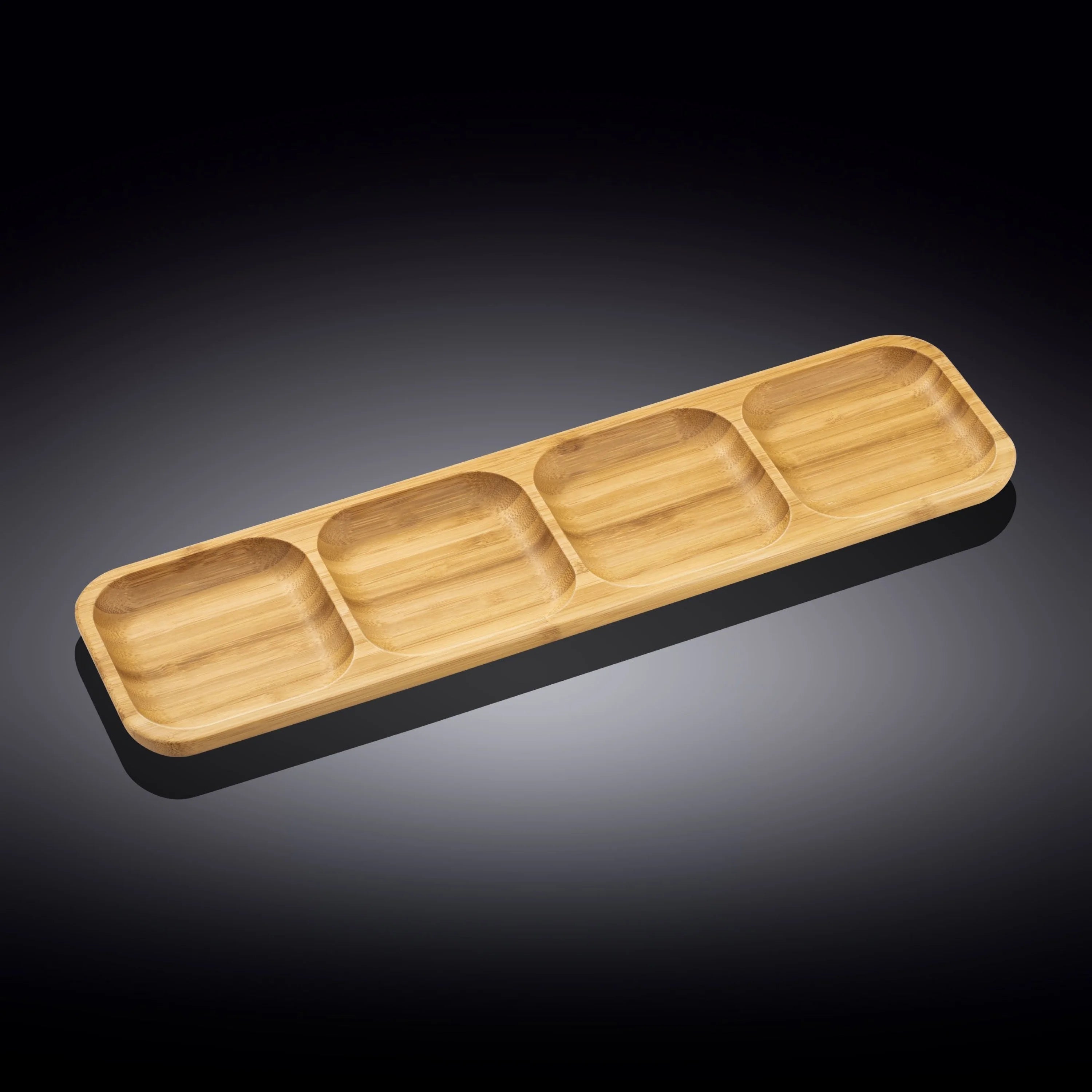 Bamboo Divided Dish 17" inch X 4.5" inch Bento box | 43 X 11.5 Cm LUNESCAPE