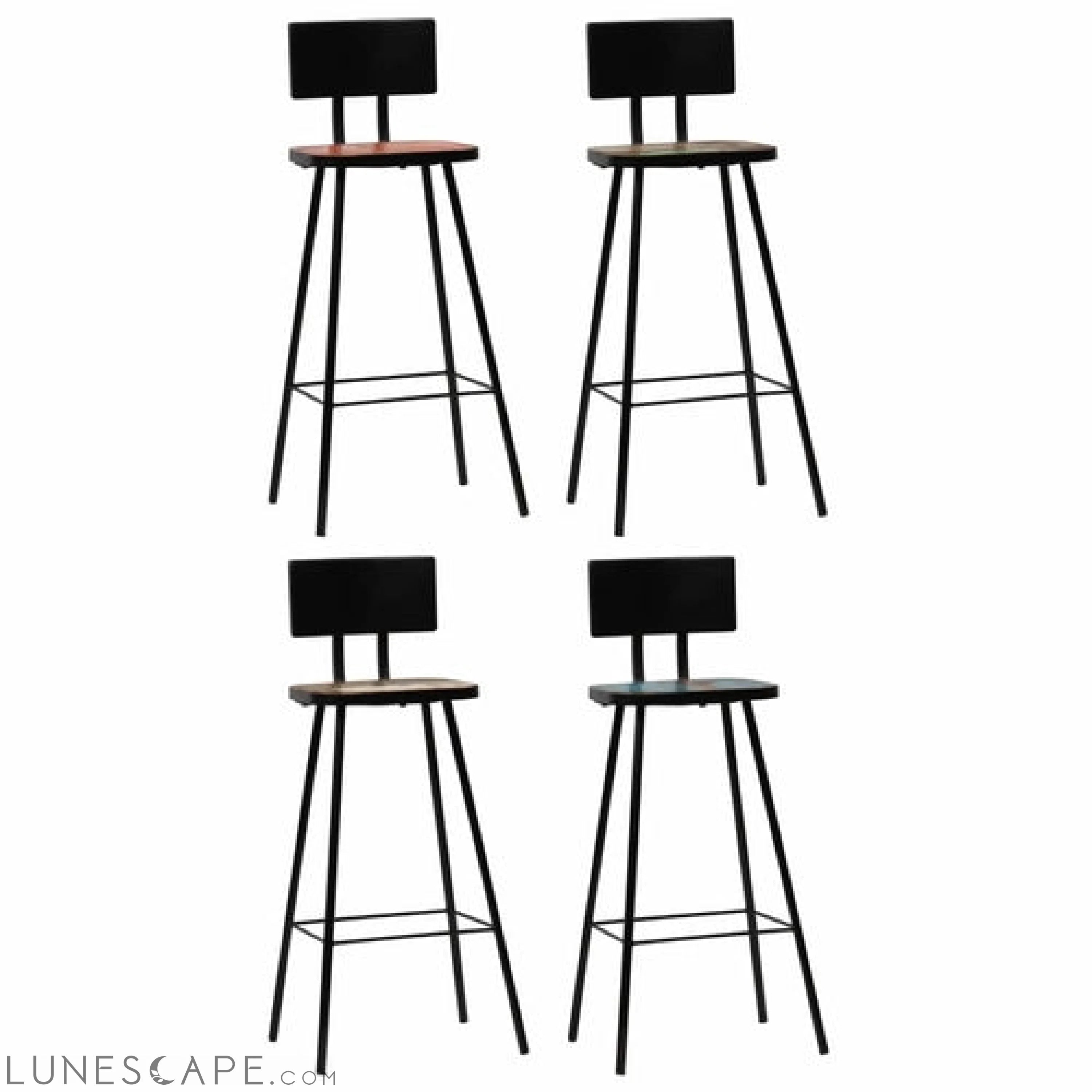 Bar Chairs 2 pcs Solid Reclaimed Wood LUNESCAPE