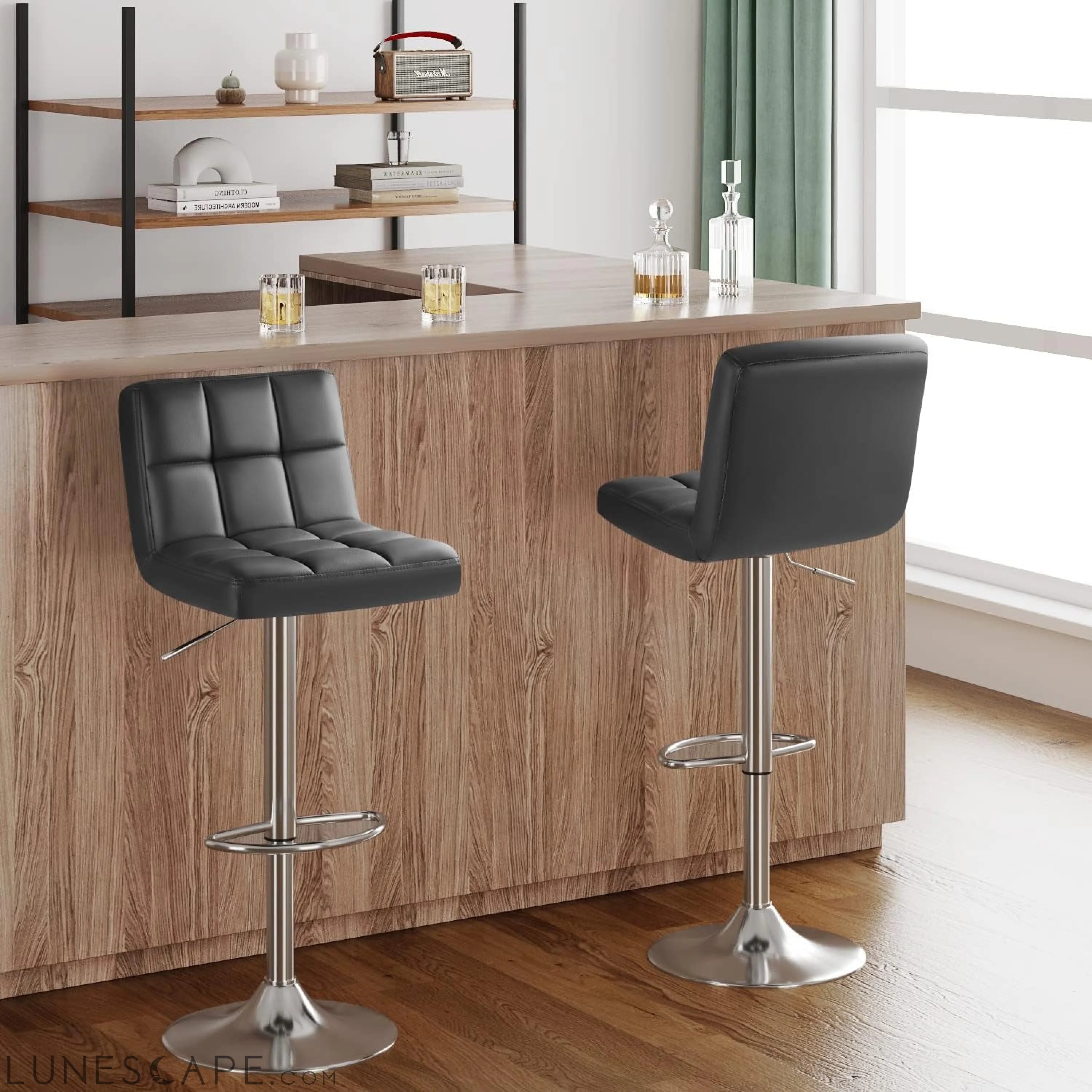 Bar Stools Modern Pu Leather Swivel Adjustable Hydraulic Bar Stool LUNESCAPE