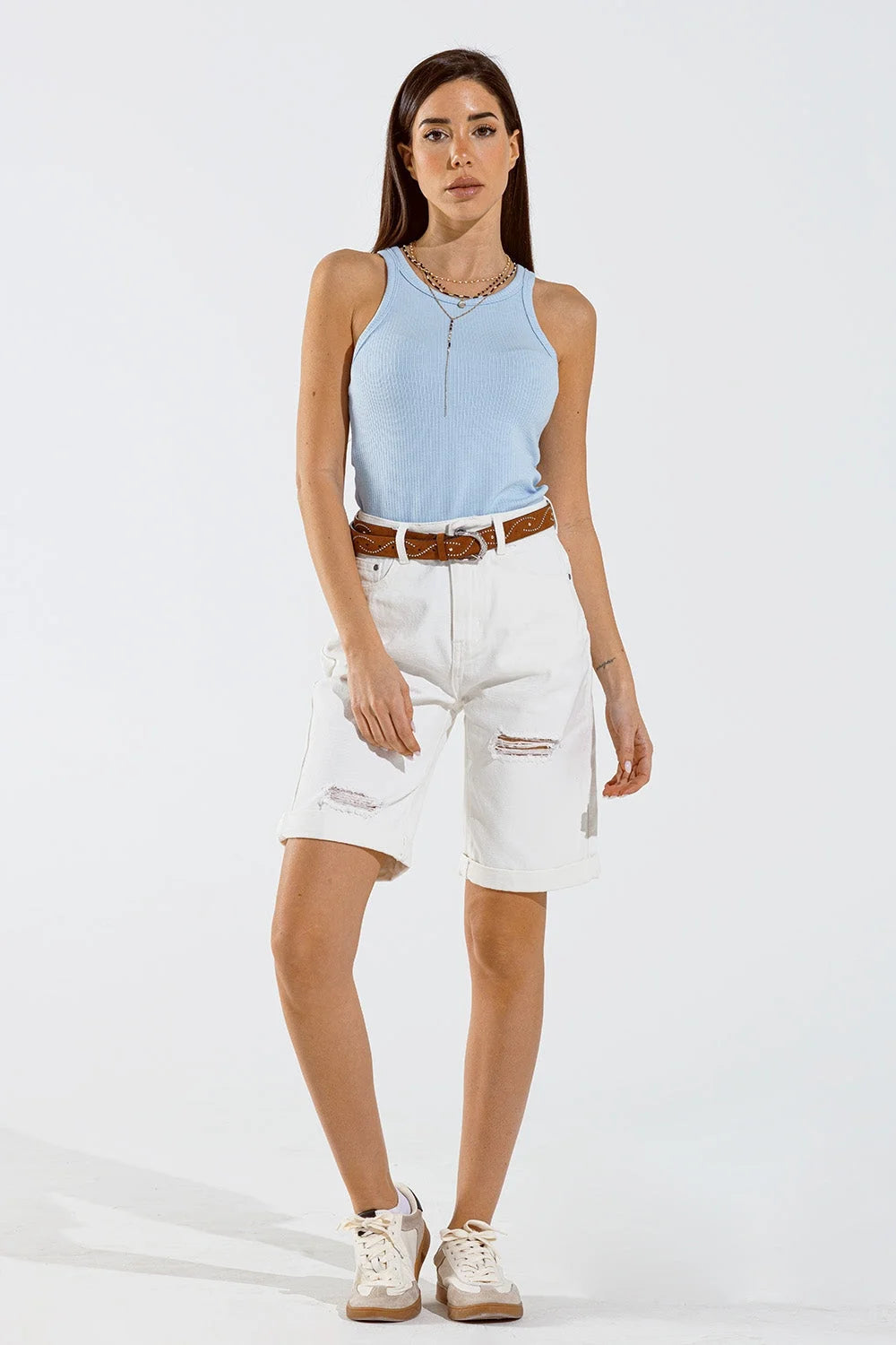 Basic Baby Blue Tank Top in Rib LUNESCAPE