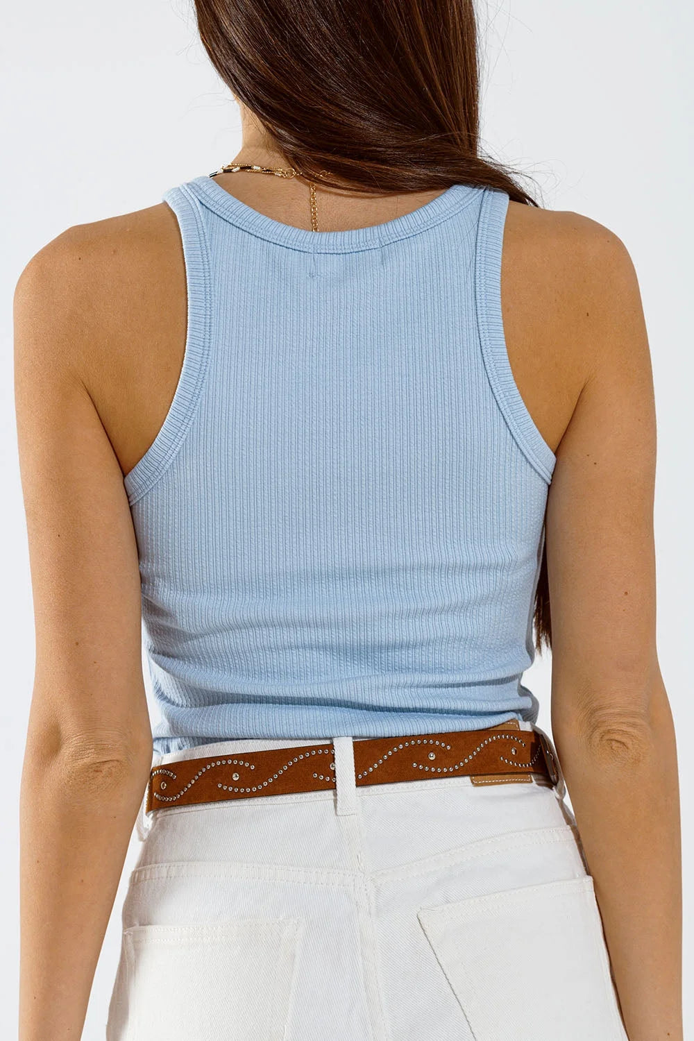 Basic Baby Blue Tank Top in Rib LUNESCAPE
