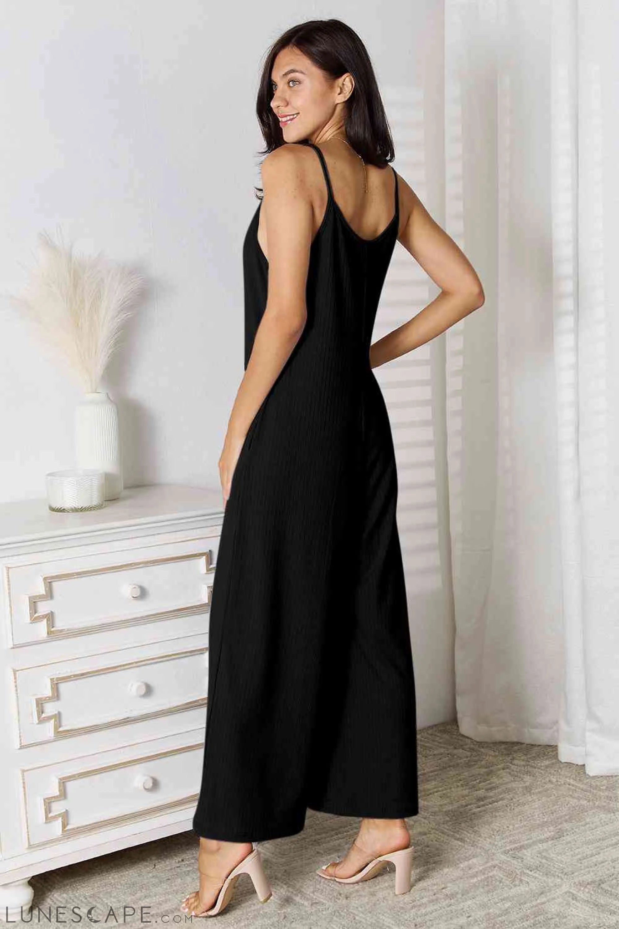 Basic Bae Spaghetti Strap Jumpsuit - Full Size V-Neck Design LUNESCAPE
