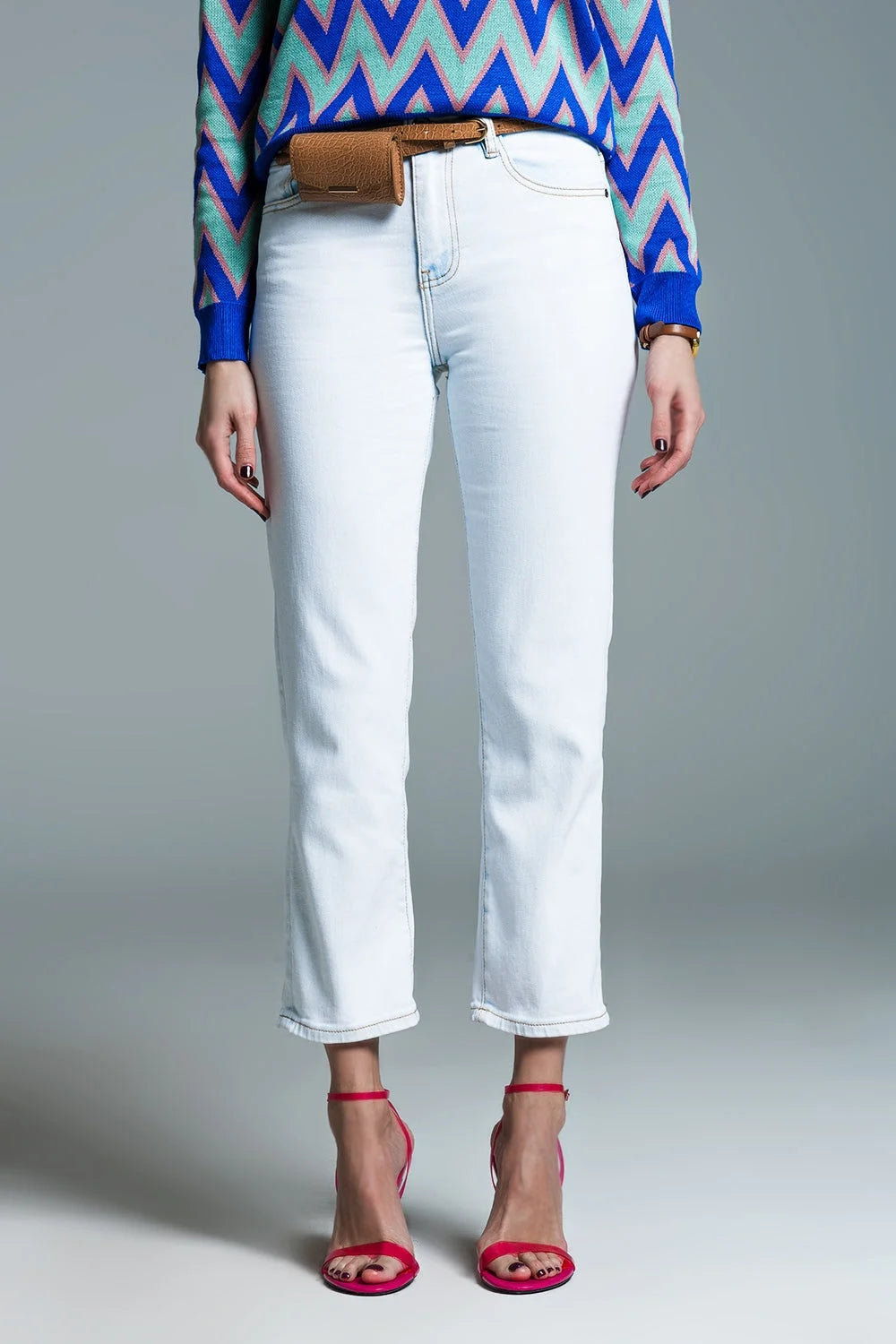 Basic Straight Leg Bleached Jeans LUNESCAPE