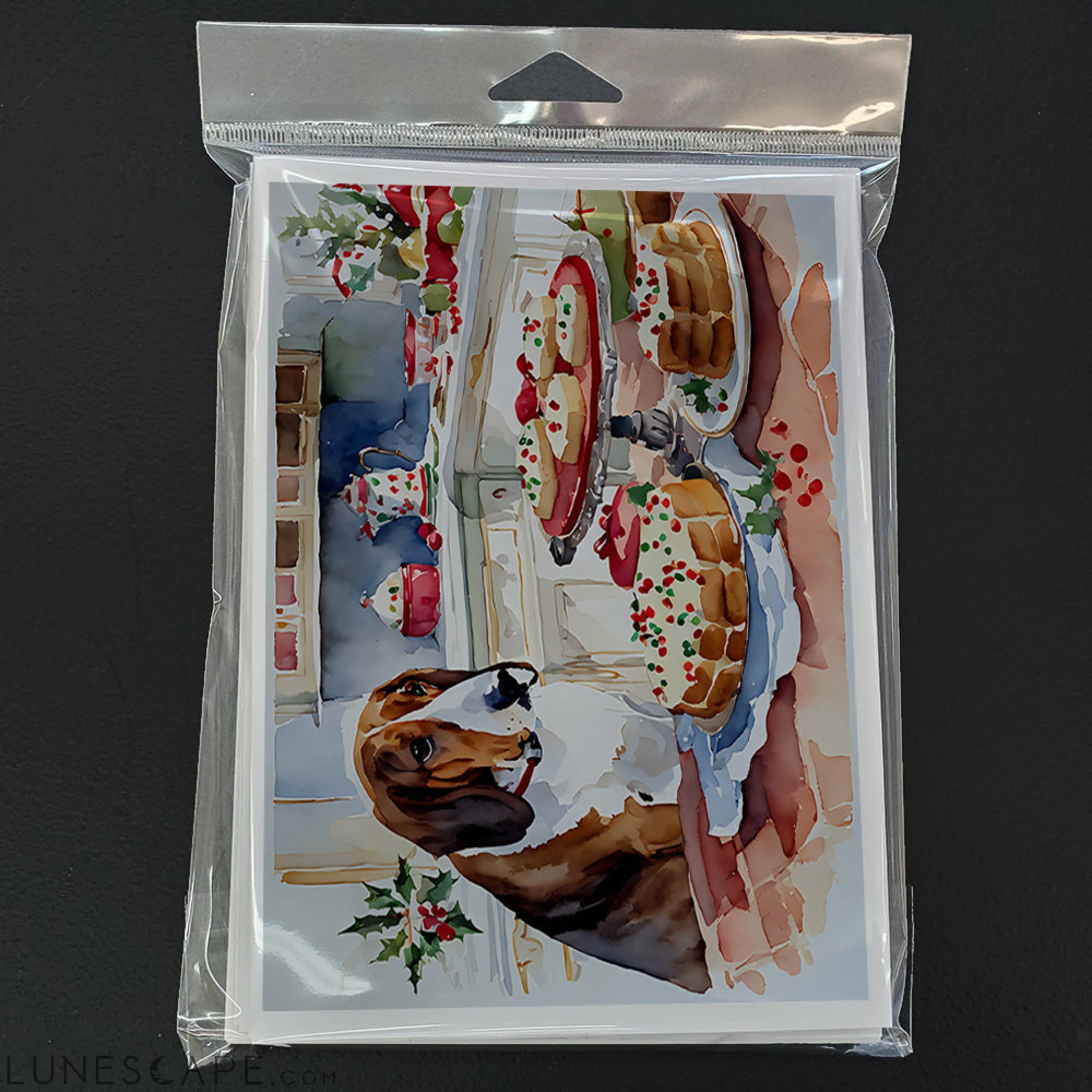 Basset Hound Christmas Cookies Greeting Cards Pack of 8 LUNESCAPE