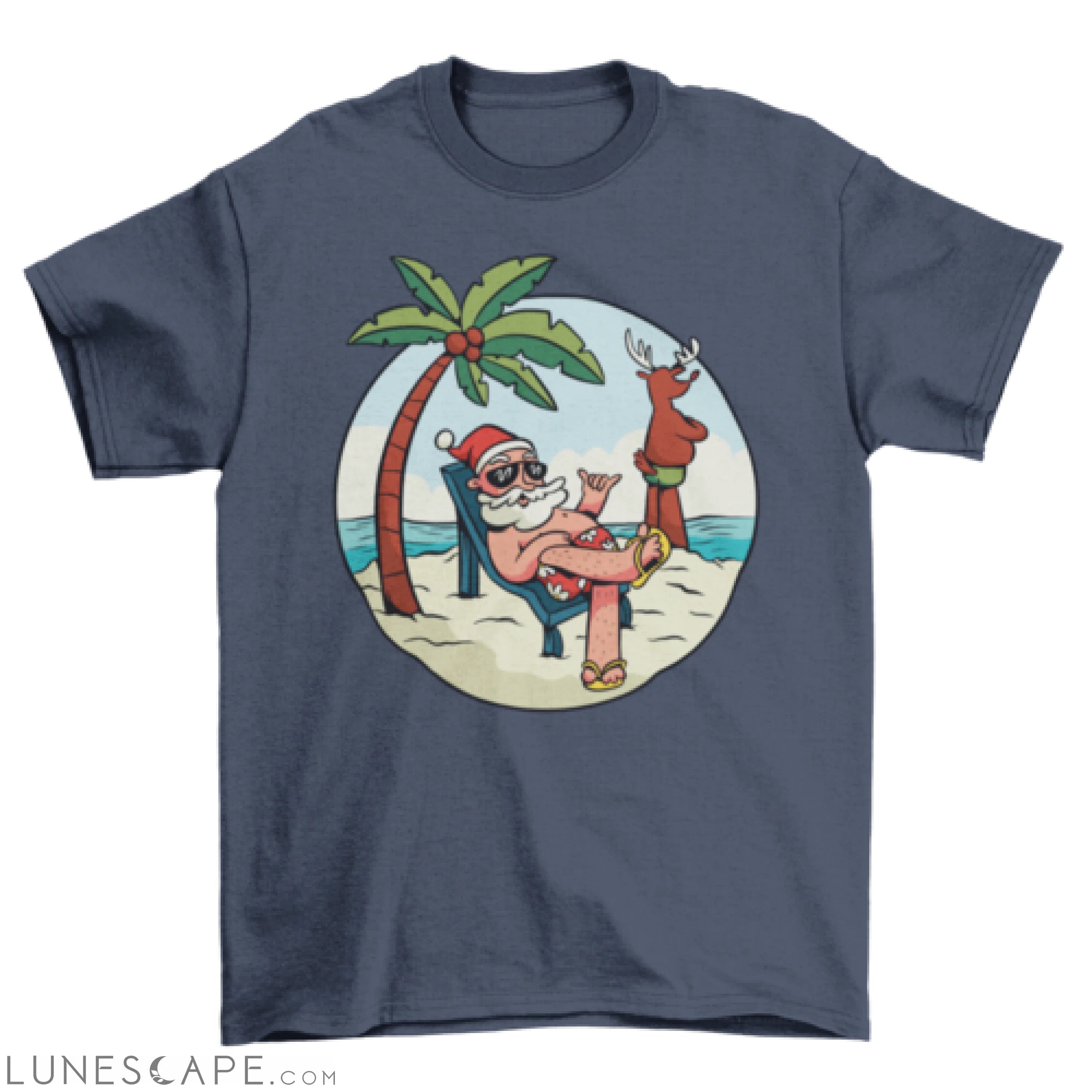 Beach summer Santa Claus t-shirt LUNESCAPE