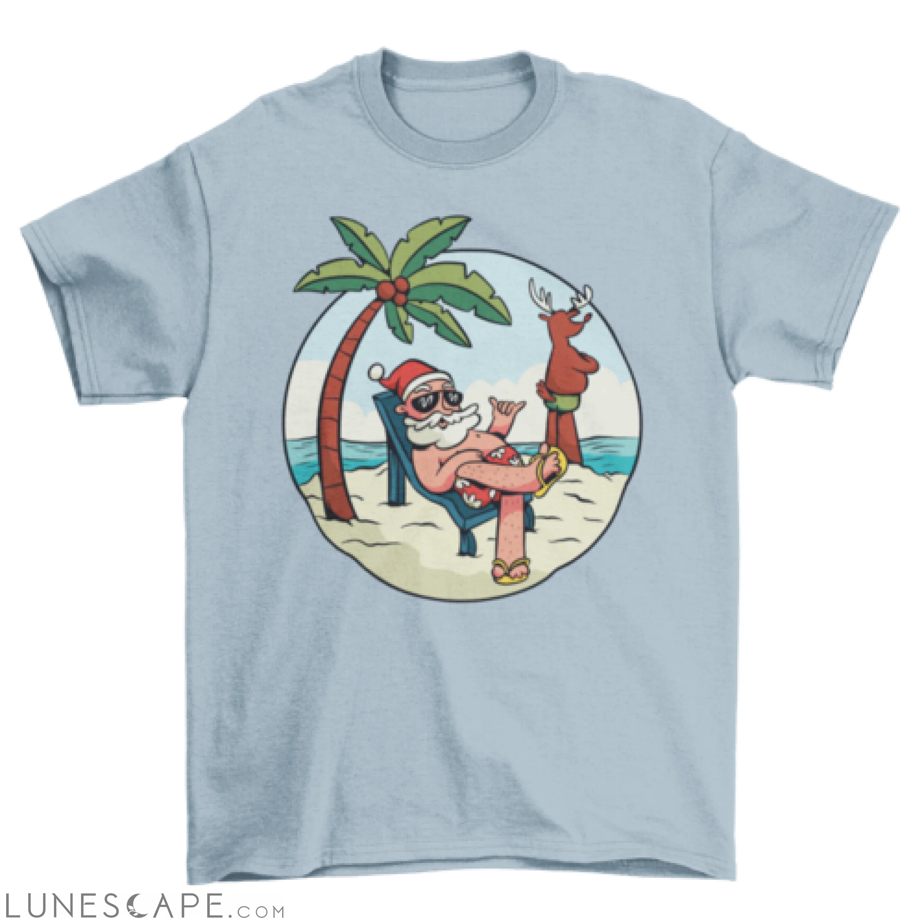 Beach summer Santa Claus t-shirt LUNESCAPE
