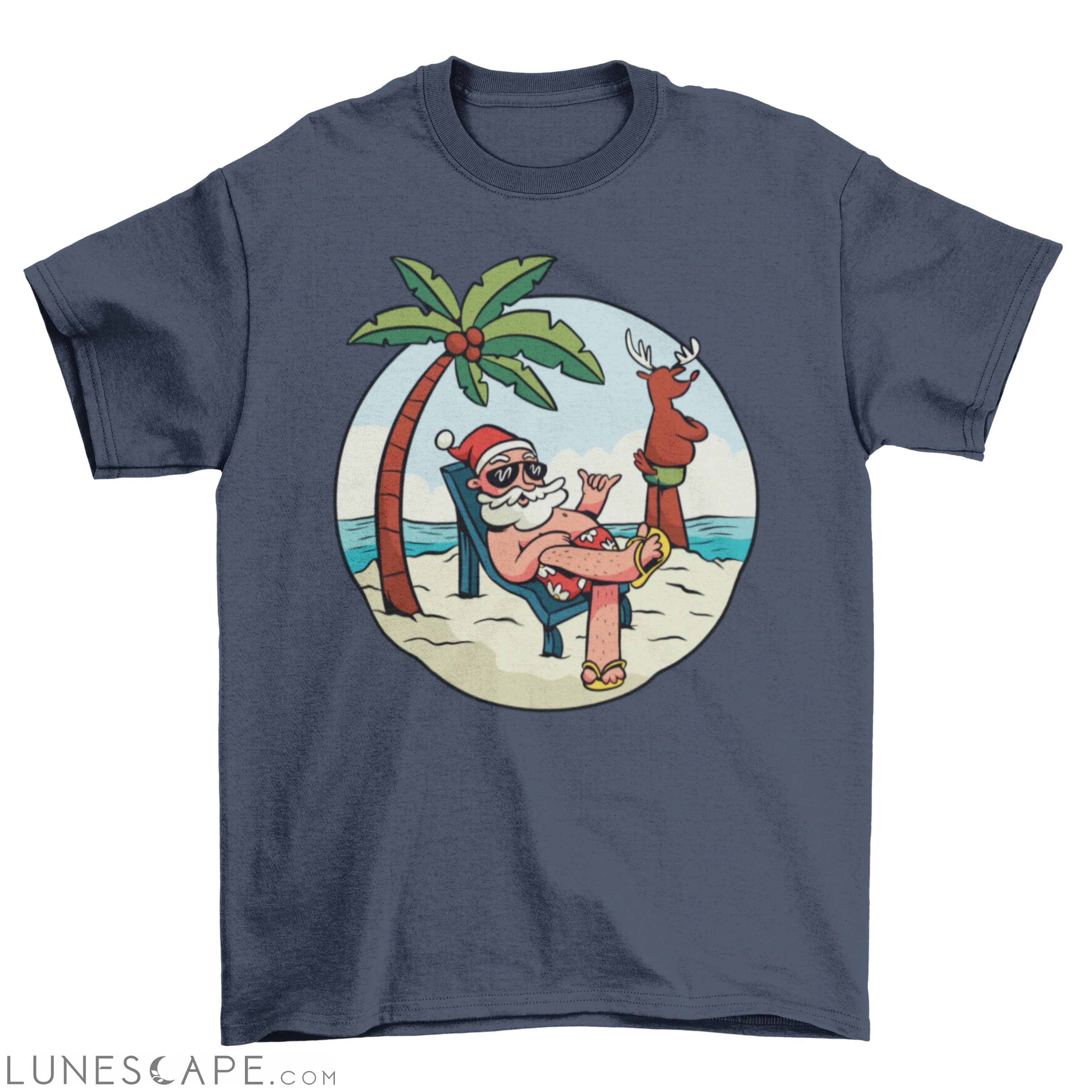 Beach summer Santa Claus t-shirt LUNESCAPE