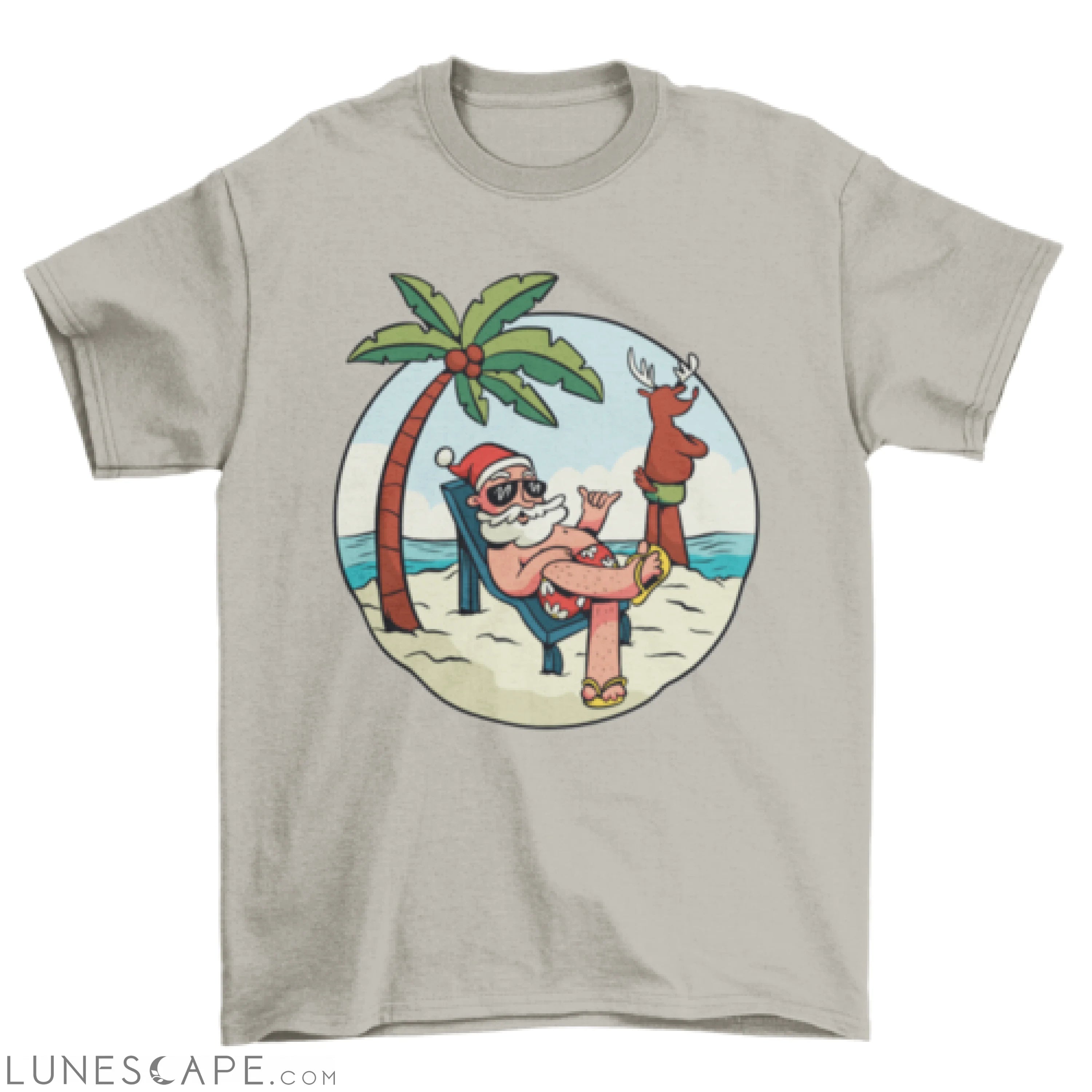 Beach summer Santa Claus t-shirt LUNESCAPE