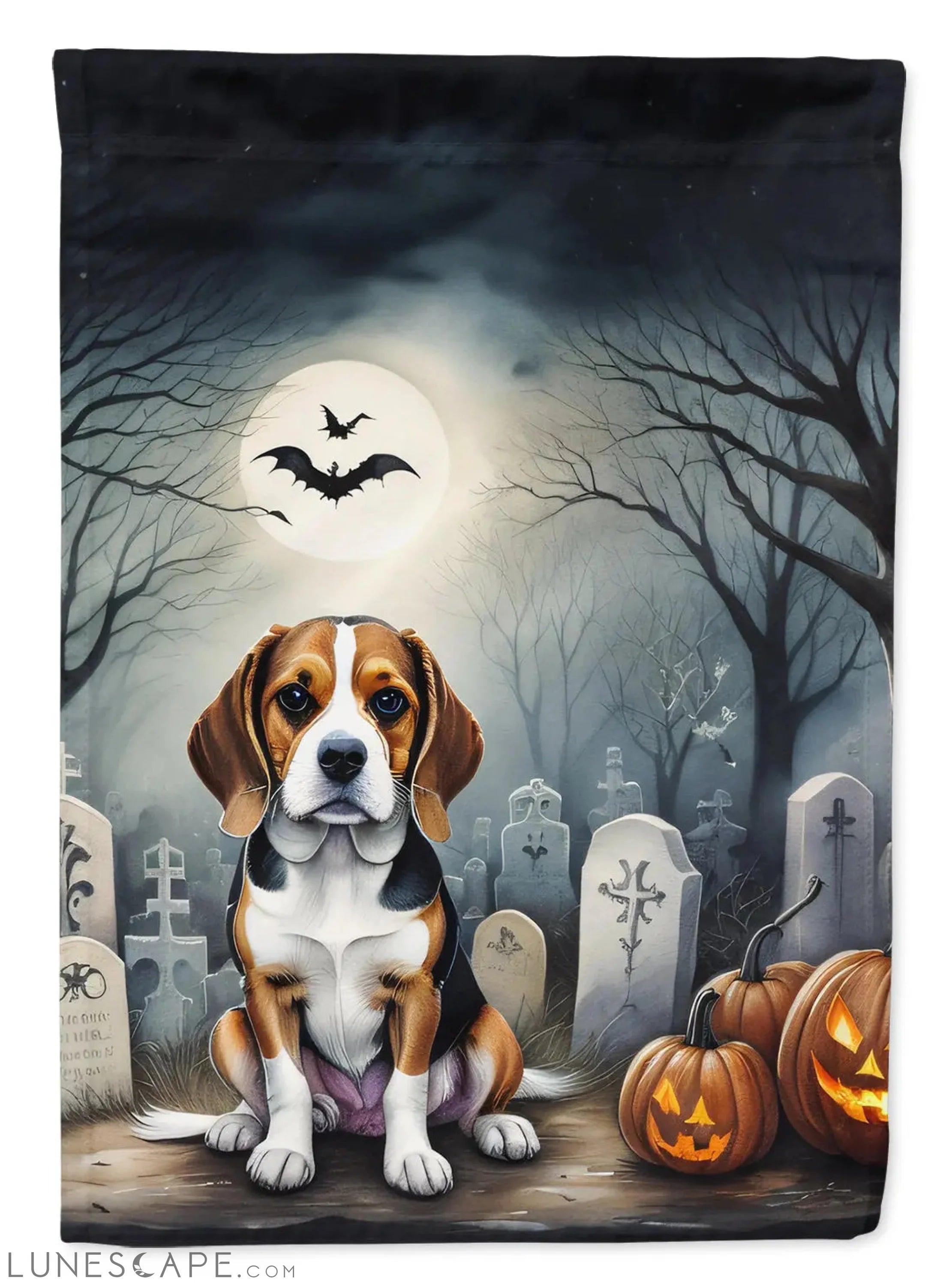 Beagle Spooky Halloween House Flag LUNESCAPE